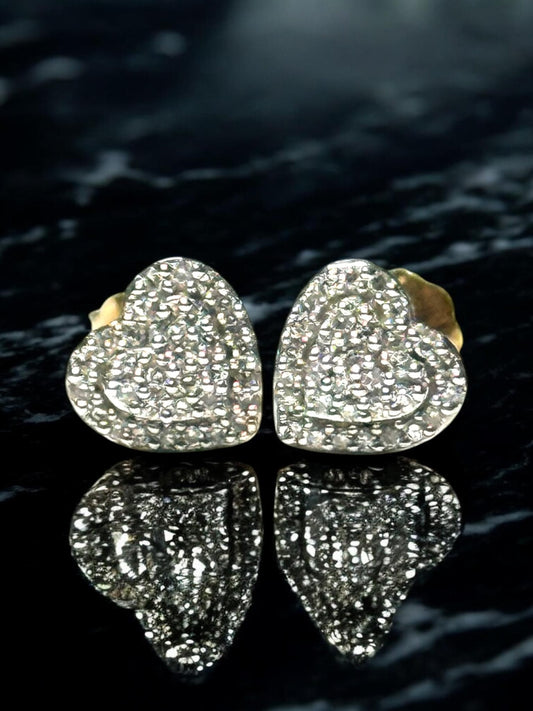 Exquisite 64 Diamond 0.32ct Cluster Earrings 9ct Gold Hallmarked