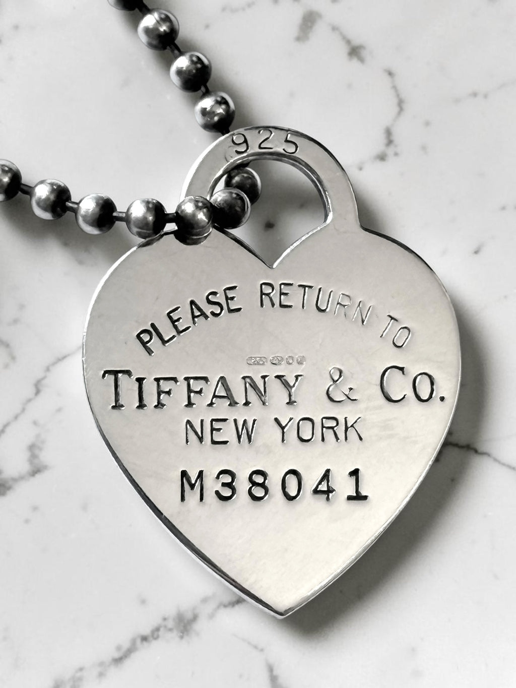 Tiffany & Co Return To Tiffany Heart With 34" Beaded Chain Silver 925