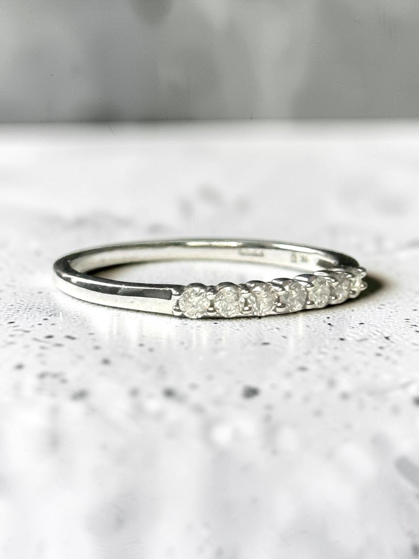 0.21ct Diamond White Gold Stacking Ring Size P 1/2 Hallmarked