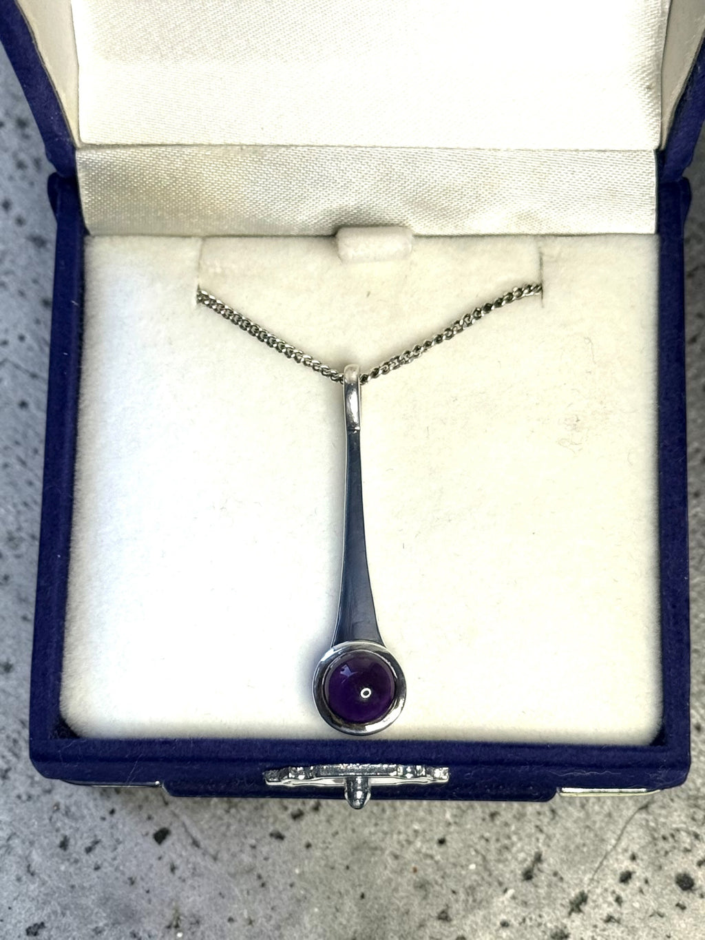 New Amethyst Drop Pendant & Chain 925 Silver