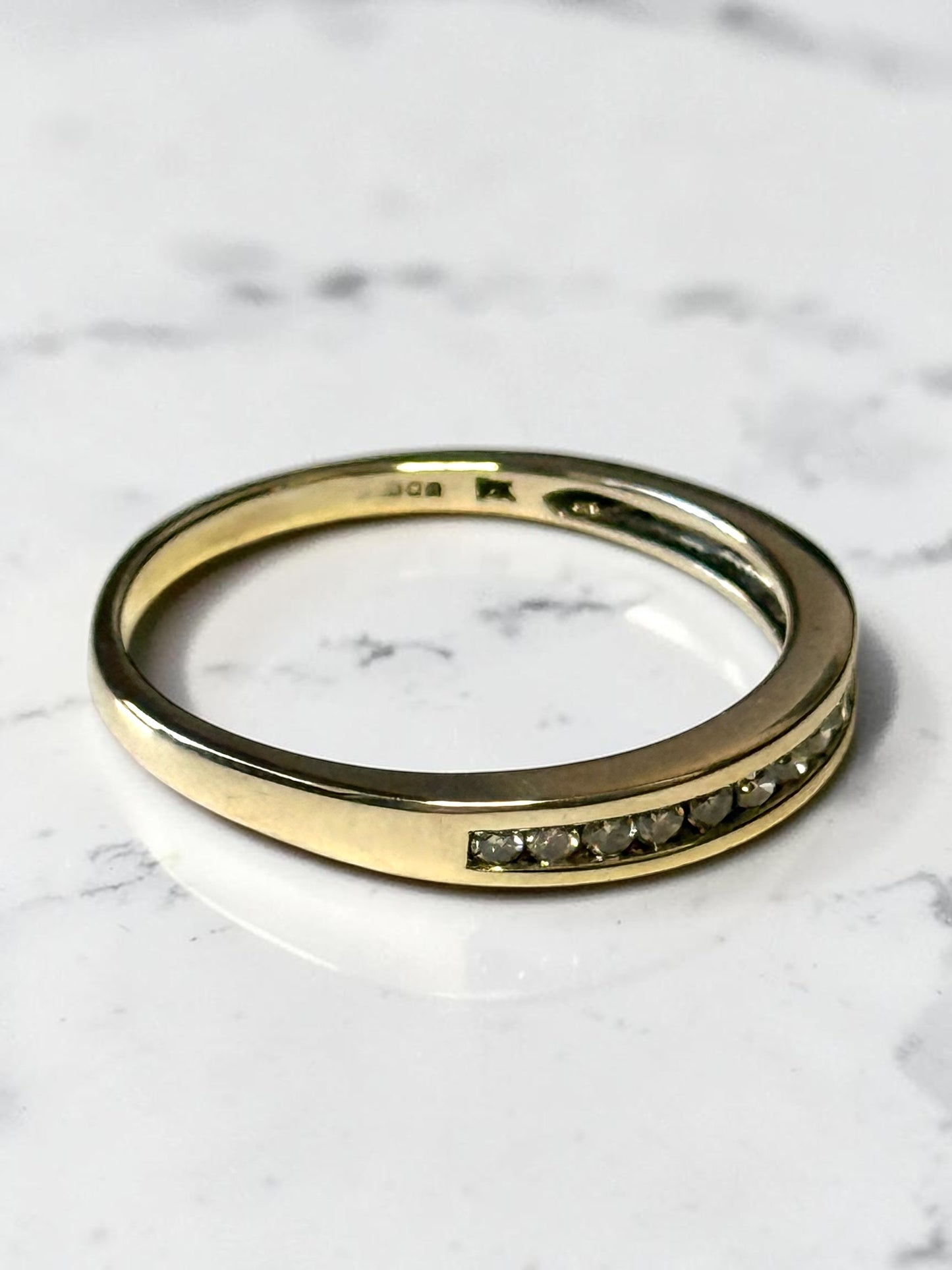 Vintage 0.36ct Channel Set Diamond 9ct Gold Ring