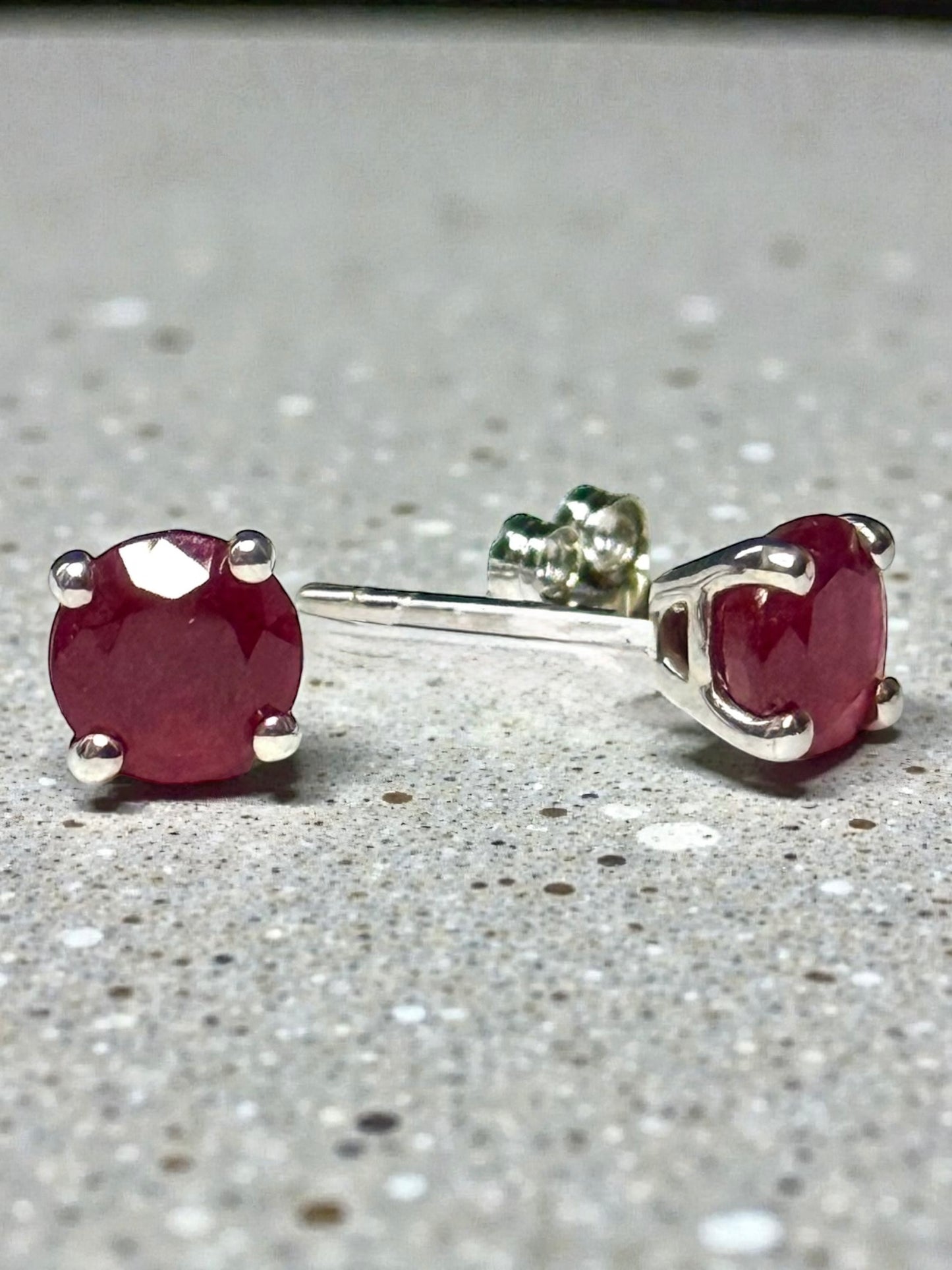 Ruby 1.68ct Stud Earrings In Platinum Overlay 925