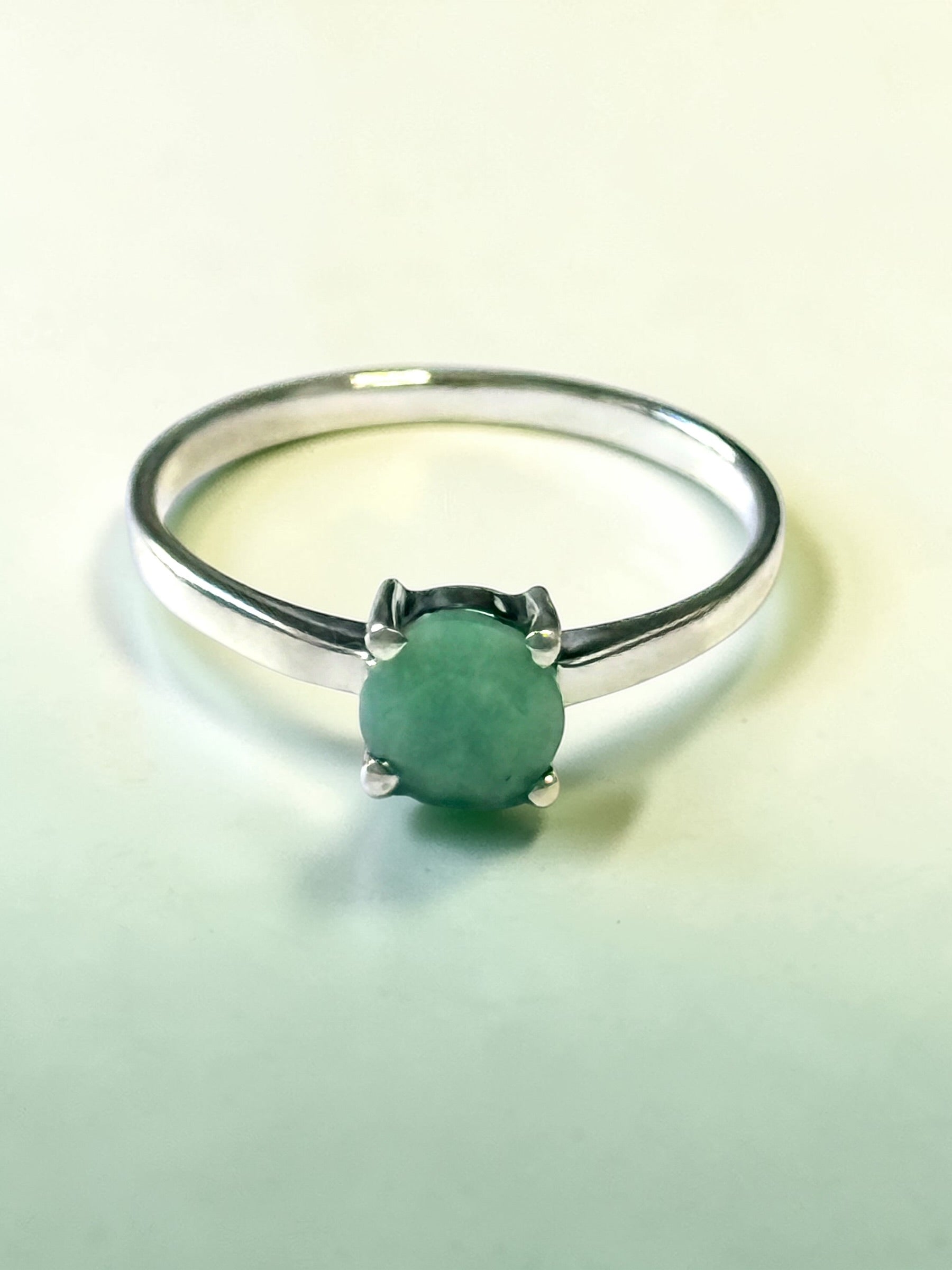 Nephrite Jade Solitaire Silver Ring Size Q