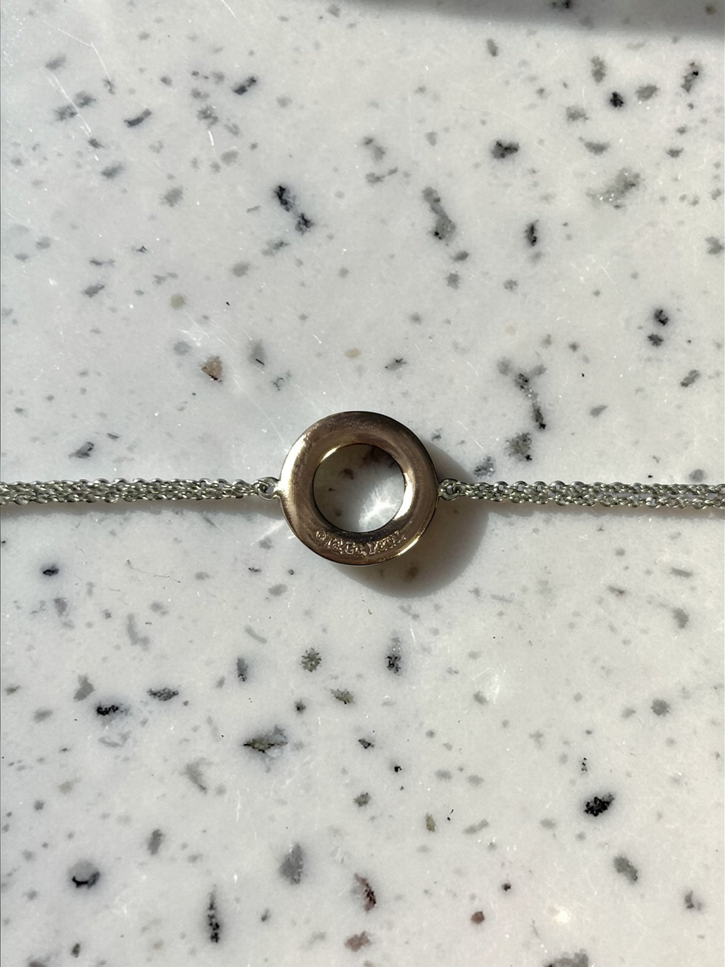 Tiffany & Co Rare Rubedo Circle Silver Double Chain Bracelet 7"