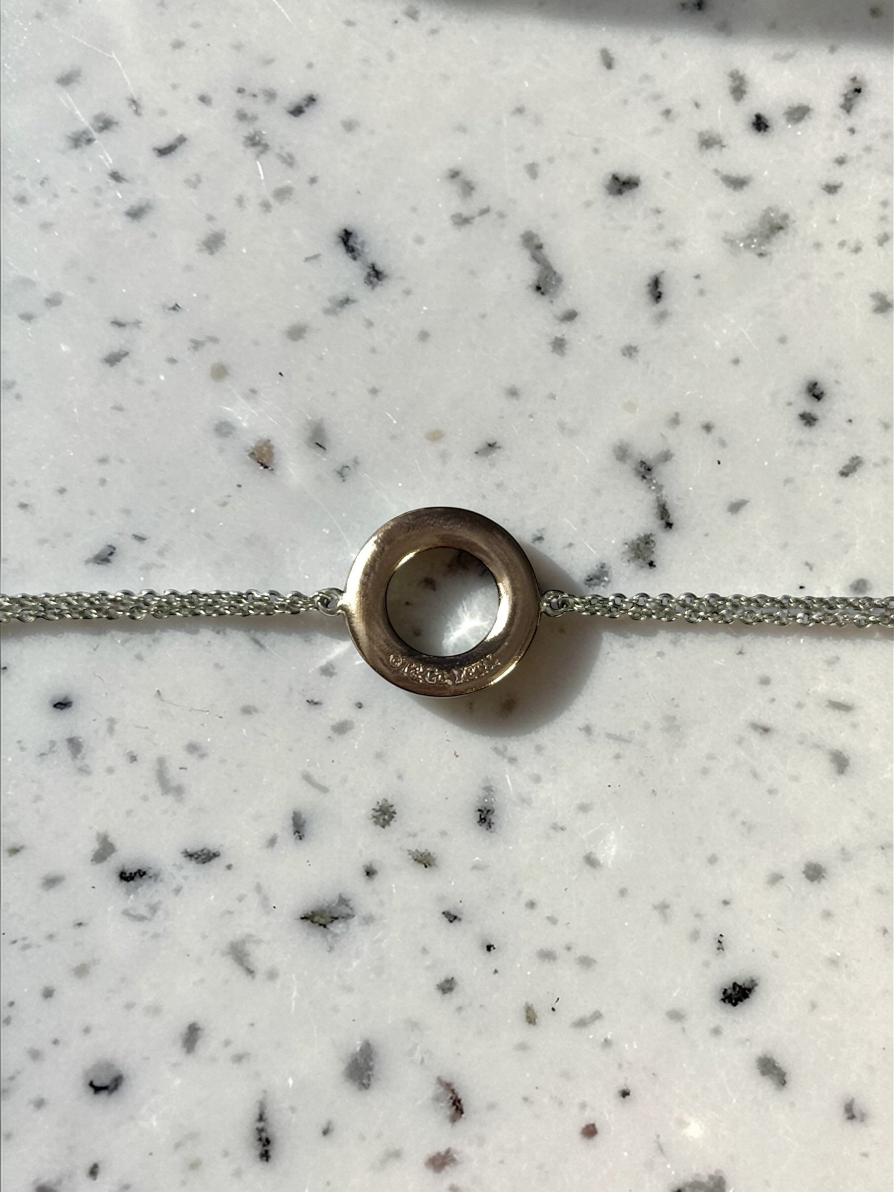 Tiffany & Co Rare Rubedo Circle Silver Double Chain Bracelet 7"
