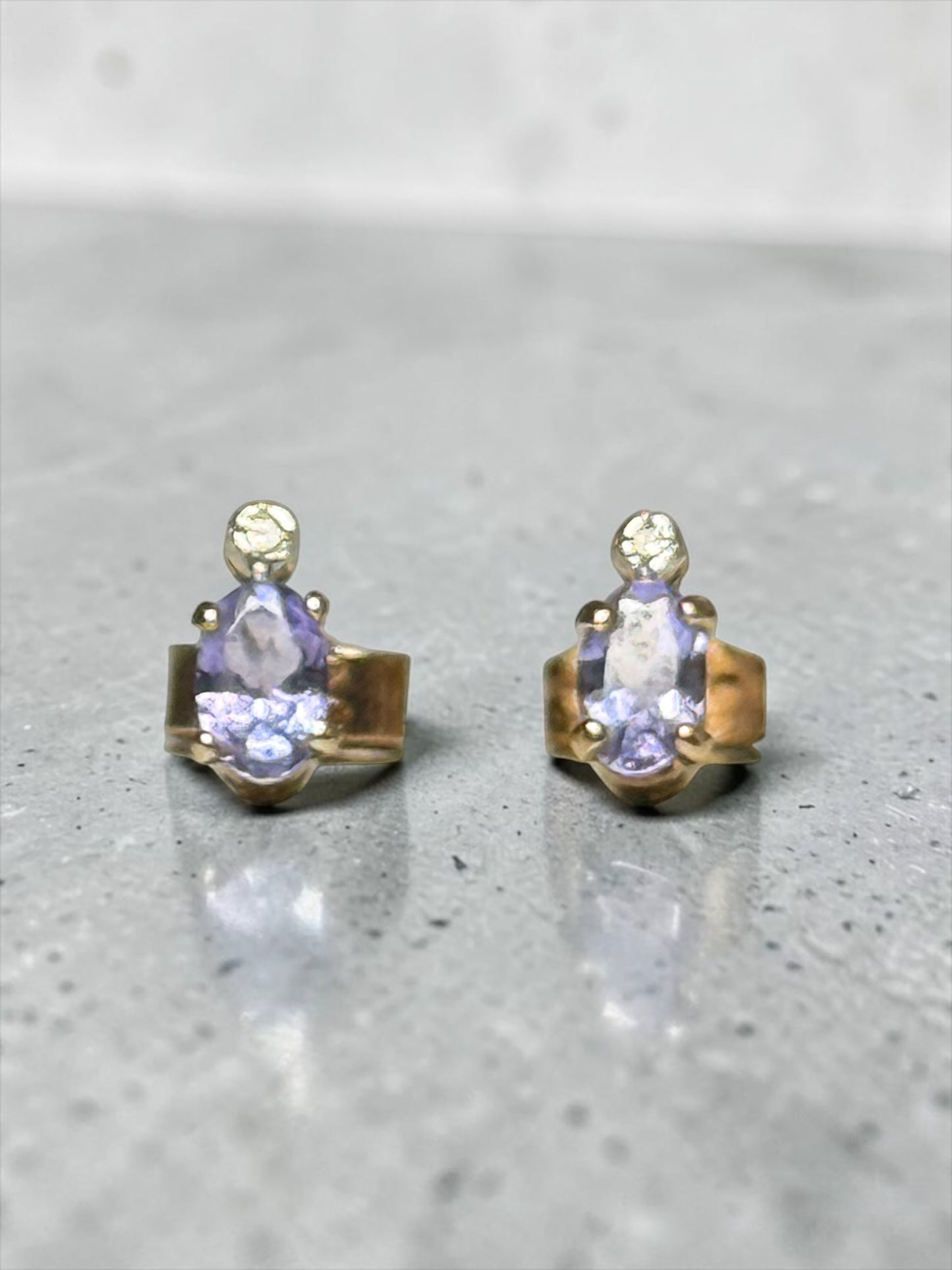 Tanzanite & Diamond 10k Gold Stud Earrings