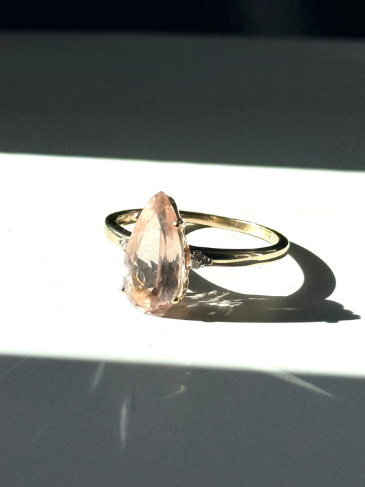 Stunning 3.47ct Morganite & Diamond 9k Gold Cocktail Ring