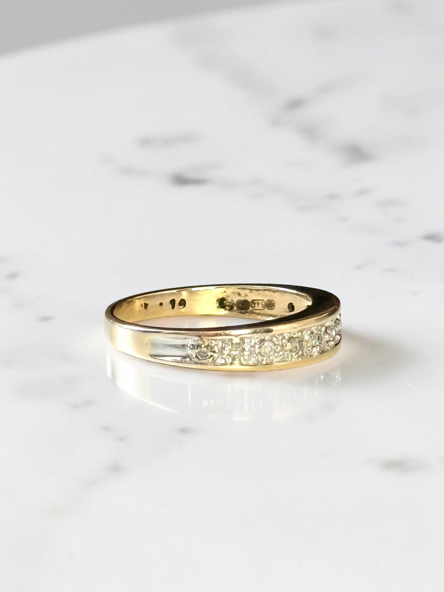 11 Diamond 9k Gold Vintage Staking Ring Size K 1/2