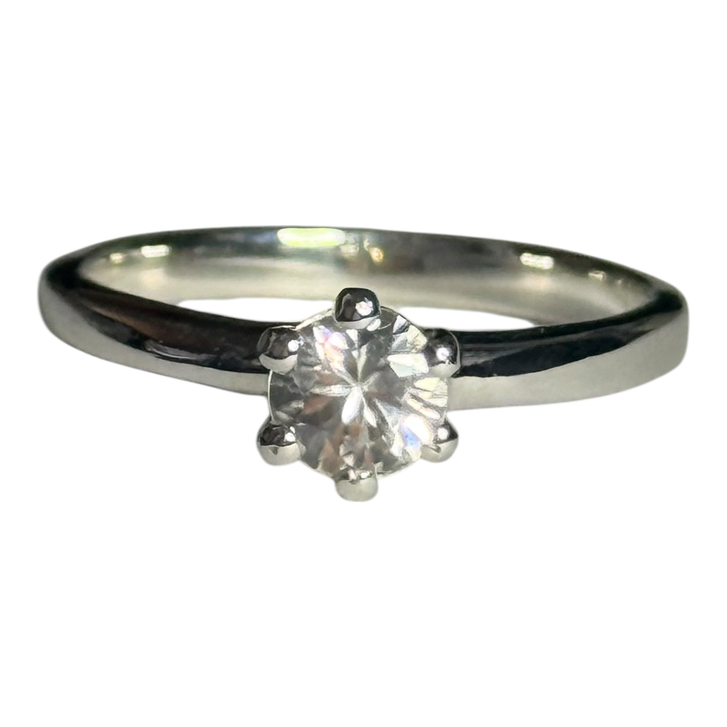 New Stunning White Topaz Solitaire Silver Ring Size P