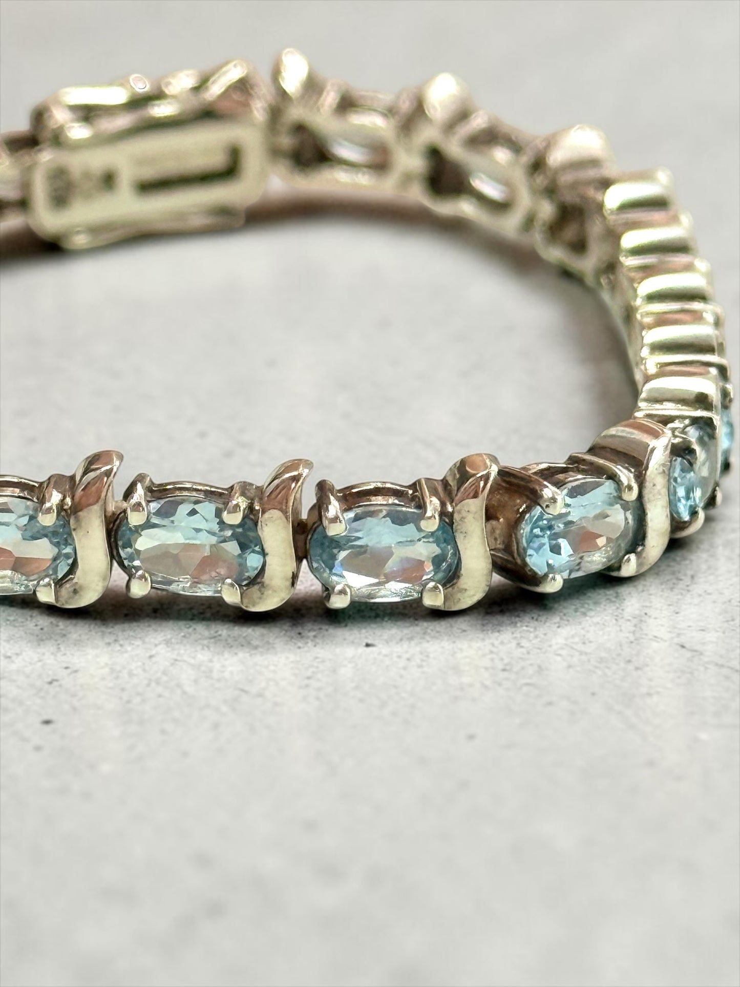 10ct Swiss Topaz 925 Silver Tennis Bracelet Hallmarked