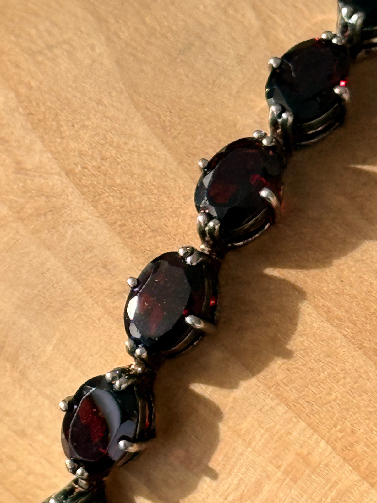 Vintage 20ct Garnet 925 Silver Bracelet 8" Hallmarked Brian Berenbut Hatton Garden