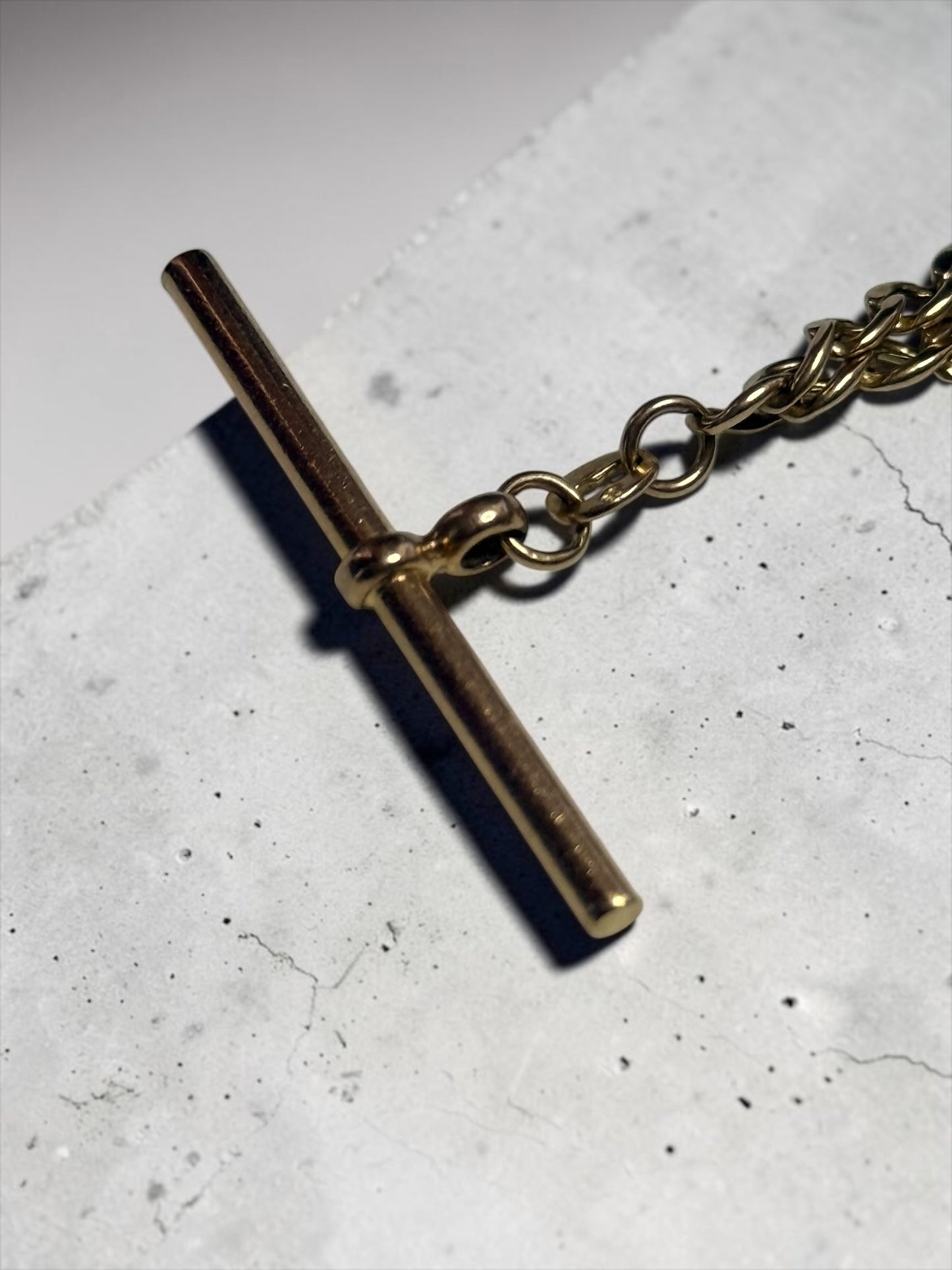 Vintage 9k Albert Chain With T Bar & Dog Clip Hallmarked