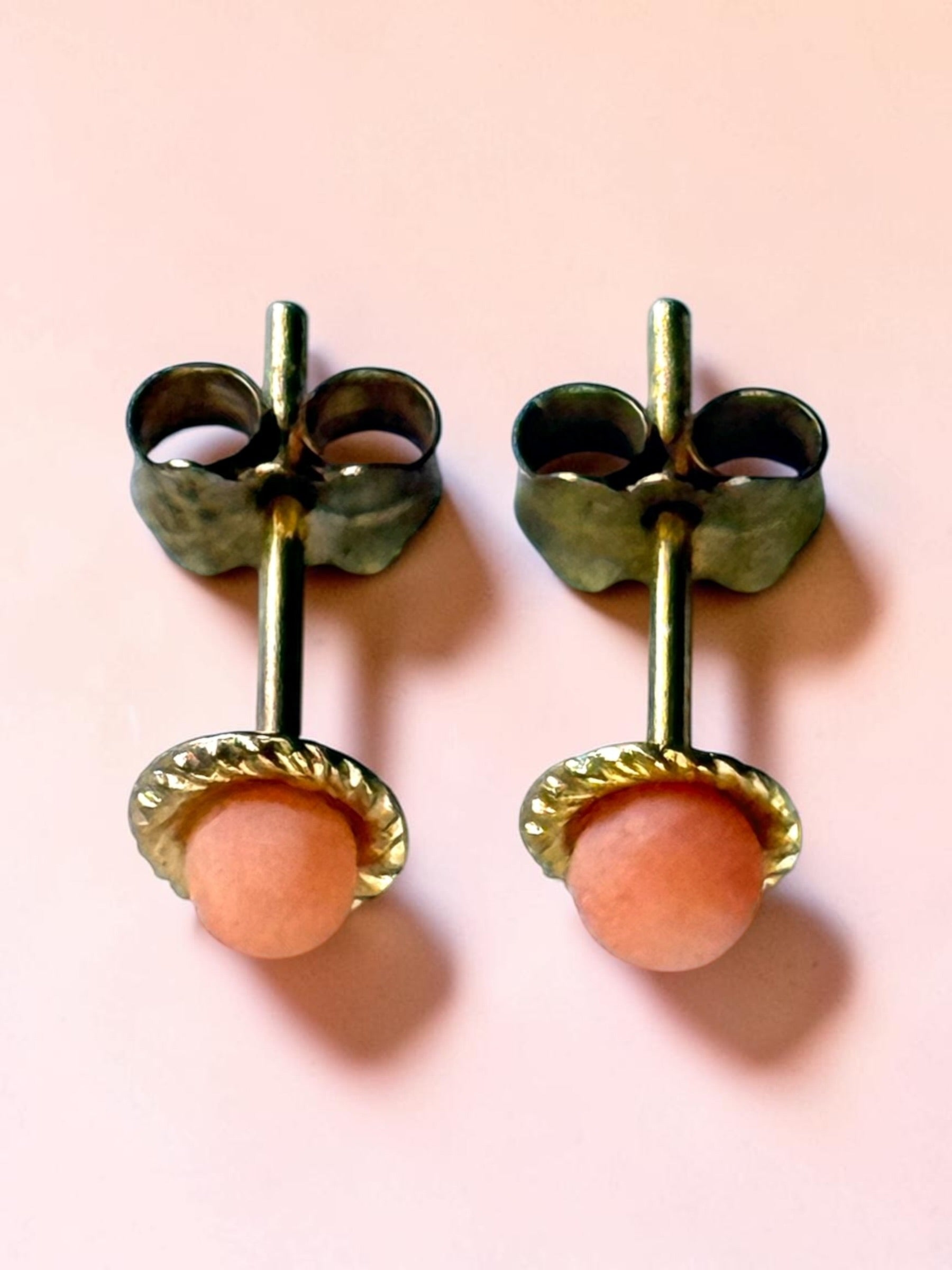 Sweet Coral 9ct Gold Studs 3mm