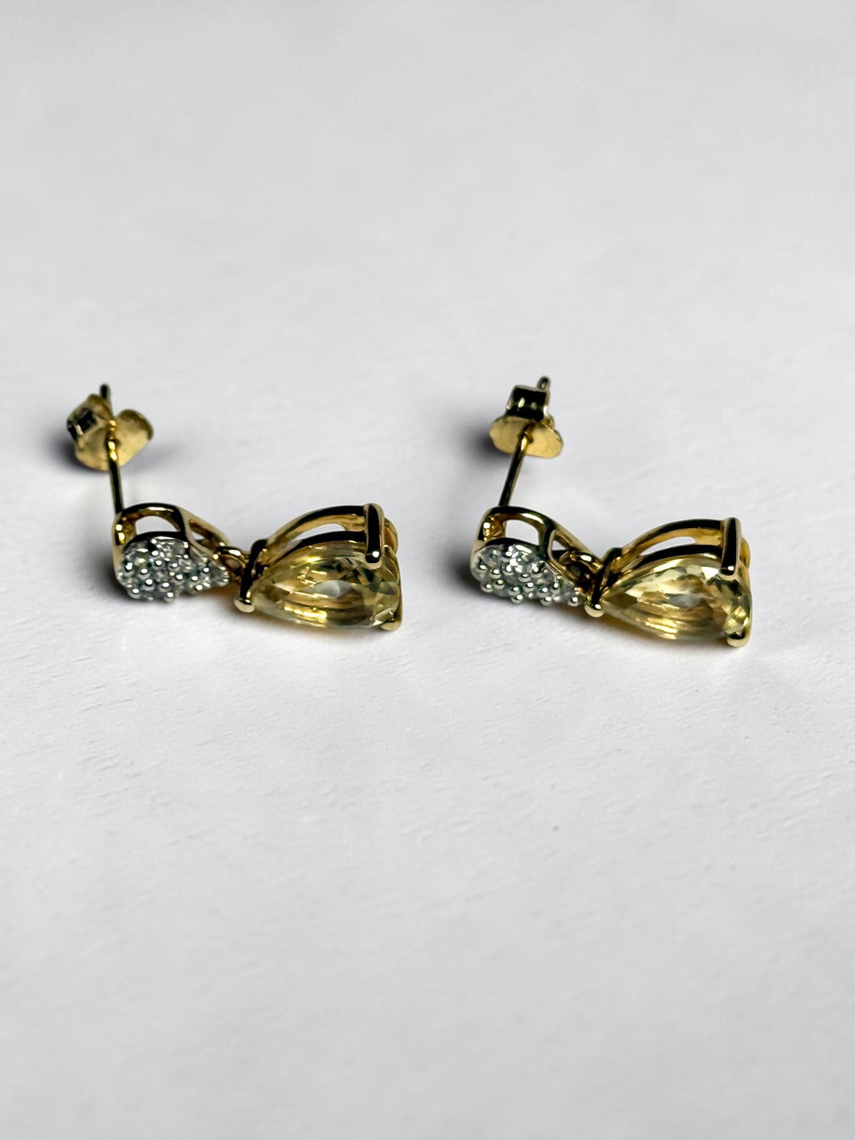 Stunning 2.5ct Citrine & White Topaz 9k Drop Earrings