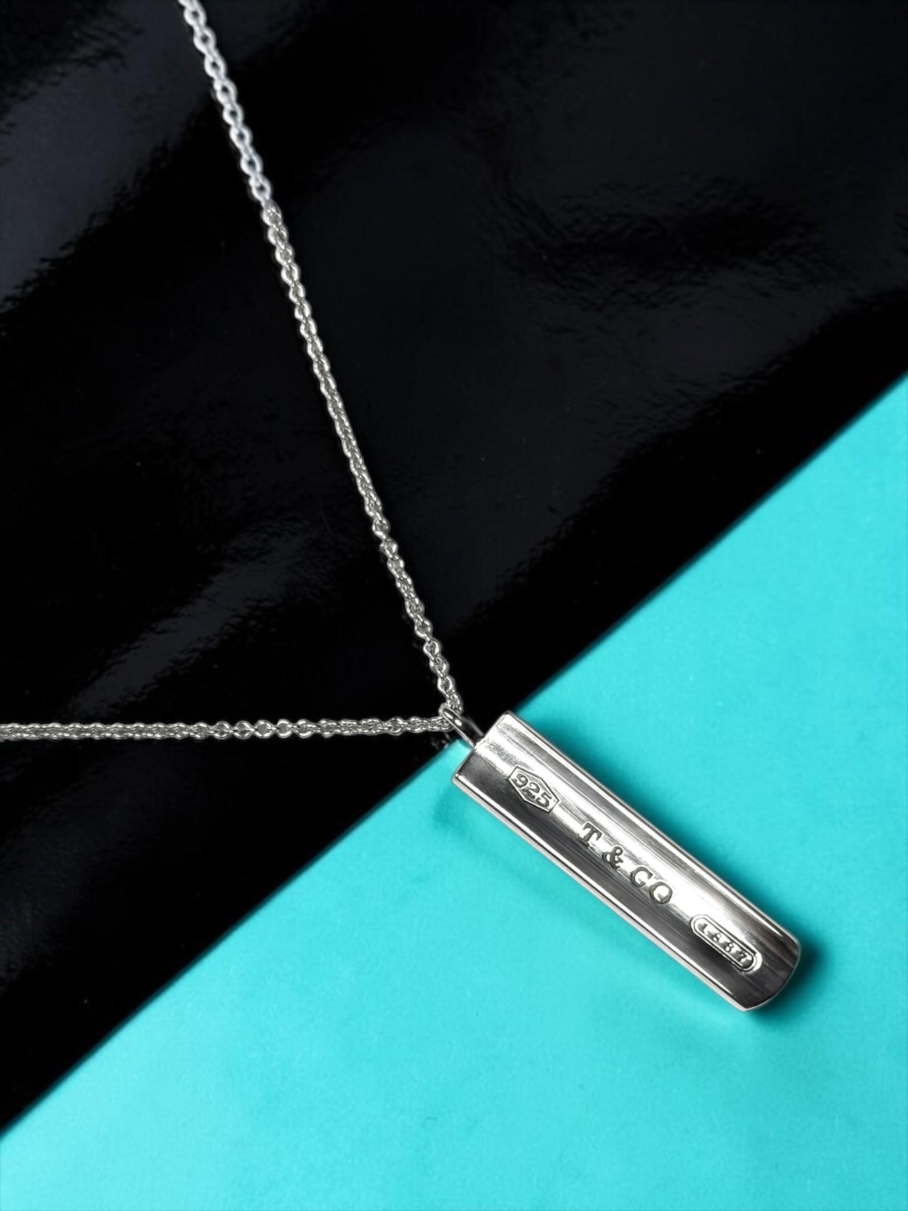 Tiffany & Co 1837 Ingot 925 Silver Pendant & Chain