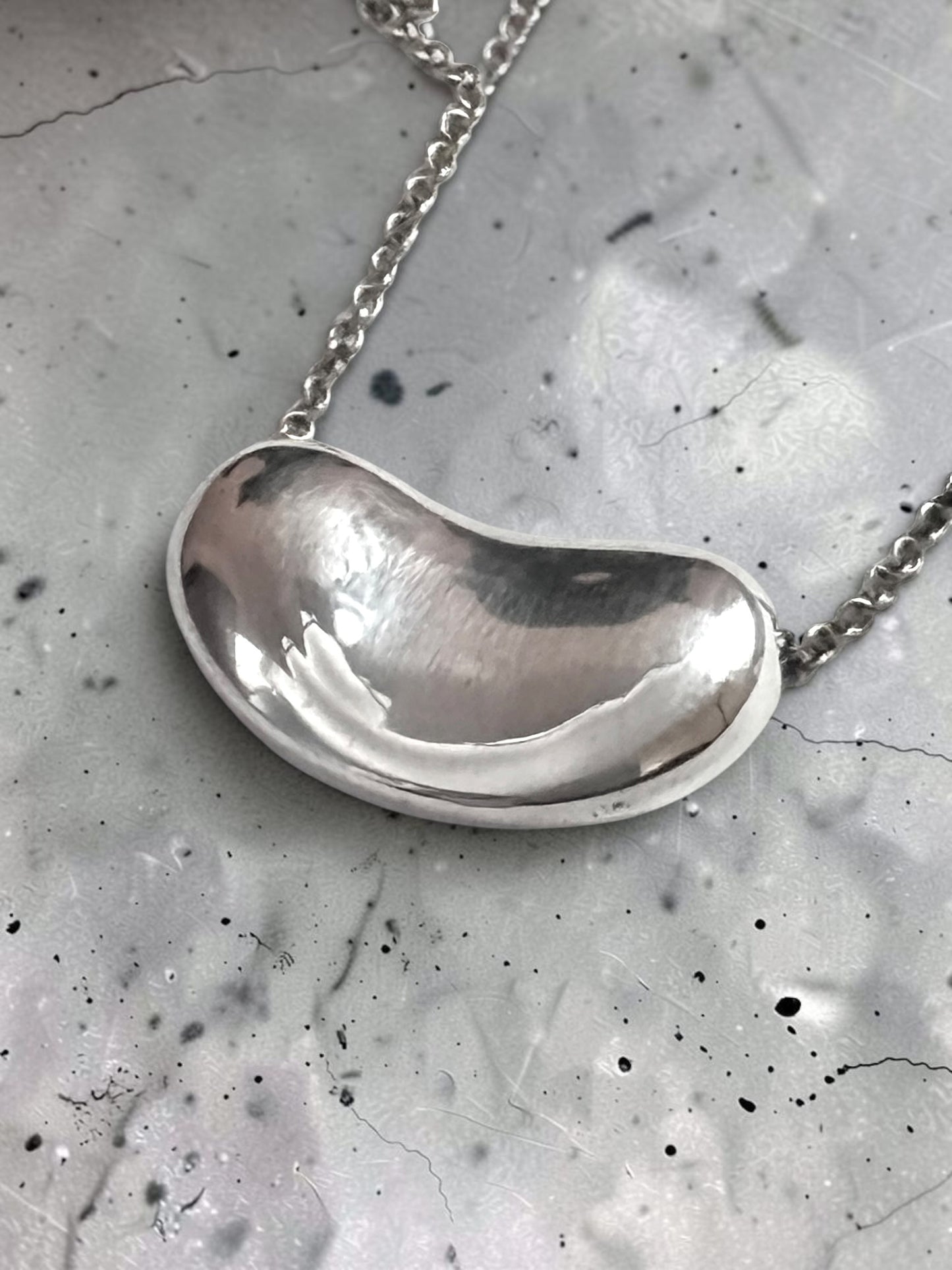 Tiffany & Co Elsa Peretti 19mm Bean Necklace Silver 925 Authentic