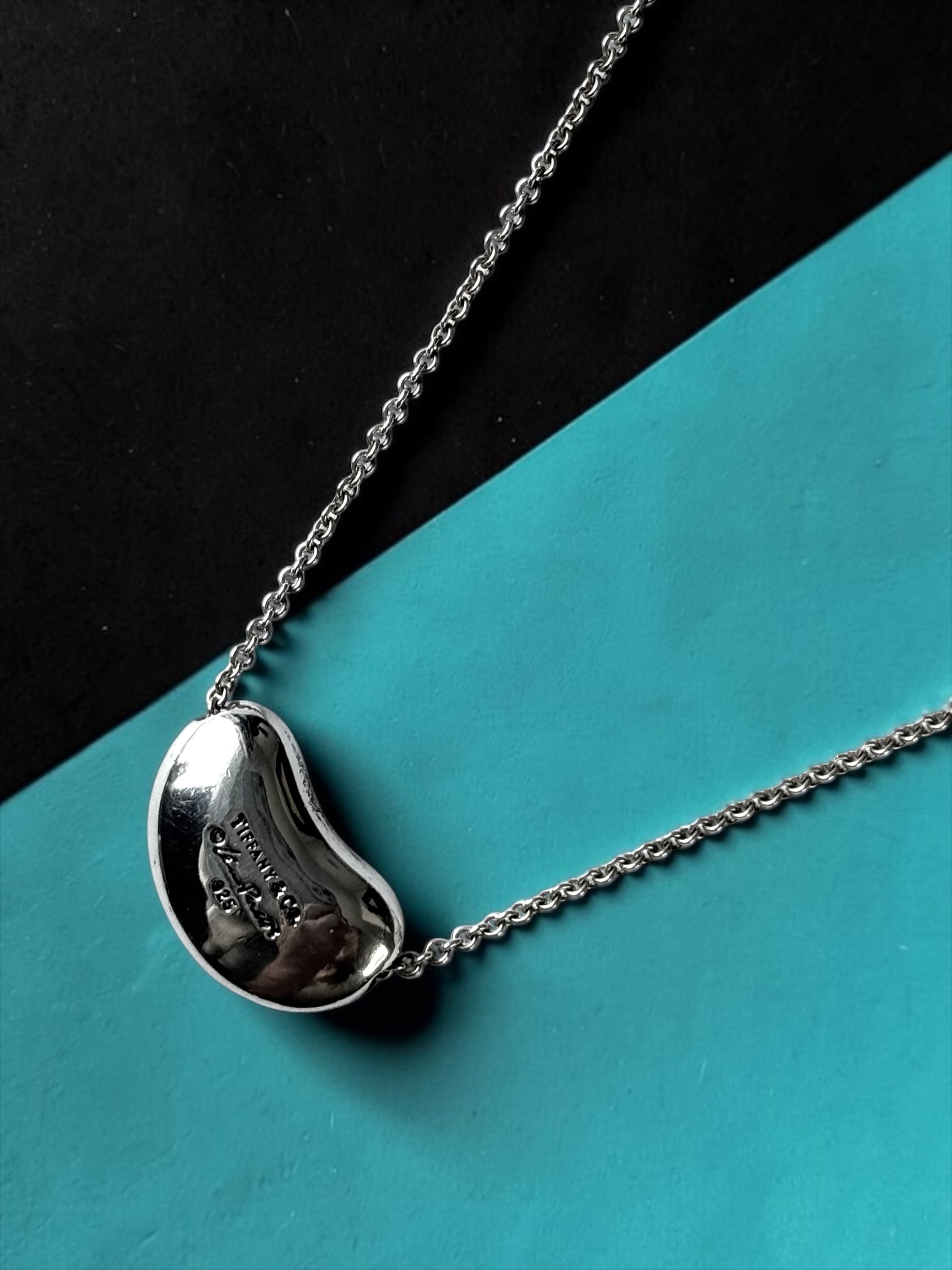 Tiffany & Co Elsa Peretti Large Bean Necklace Silver 925 Authentic