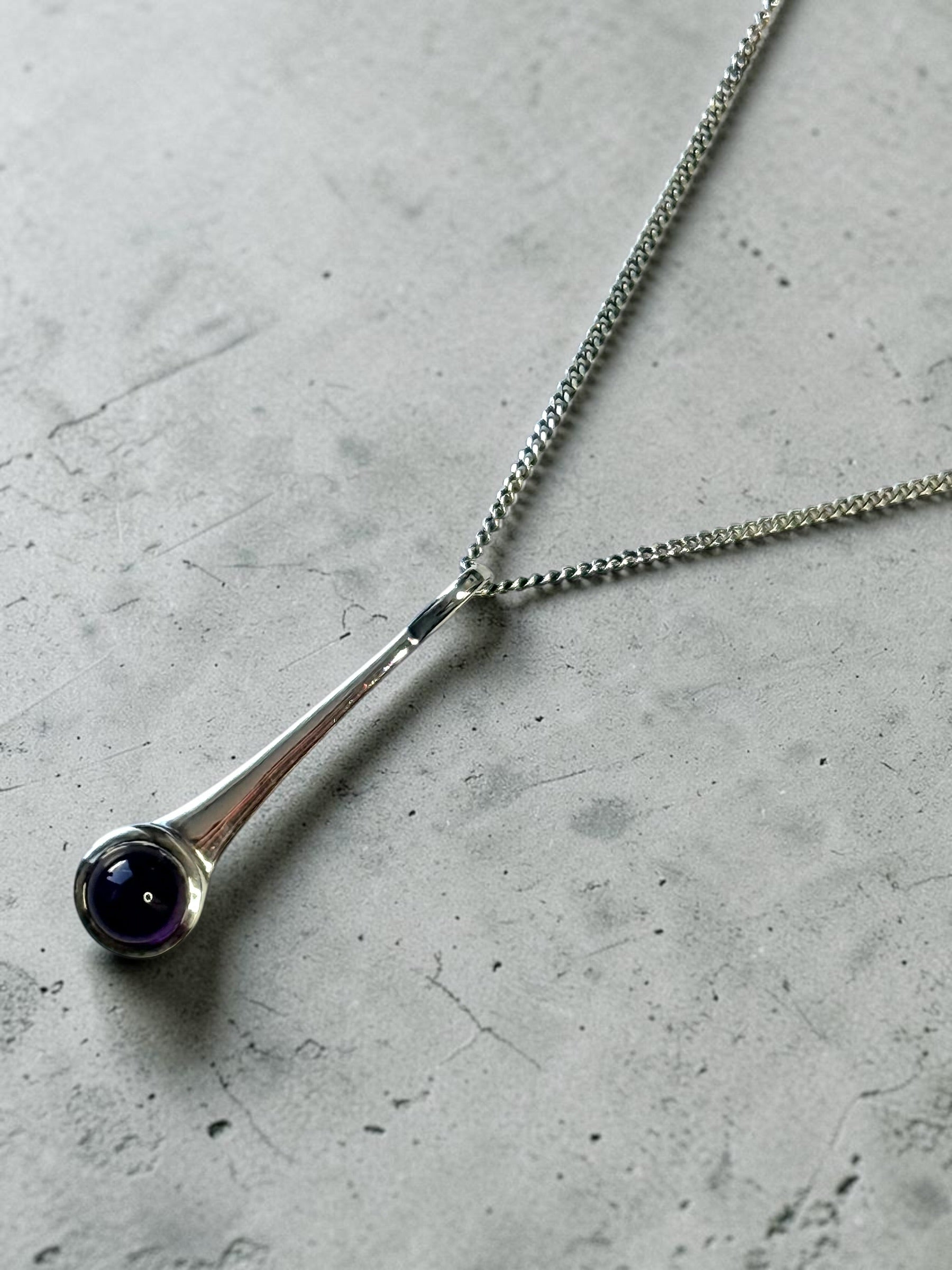 New Amethyst Drop Pendant & Chain 925 Silver