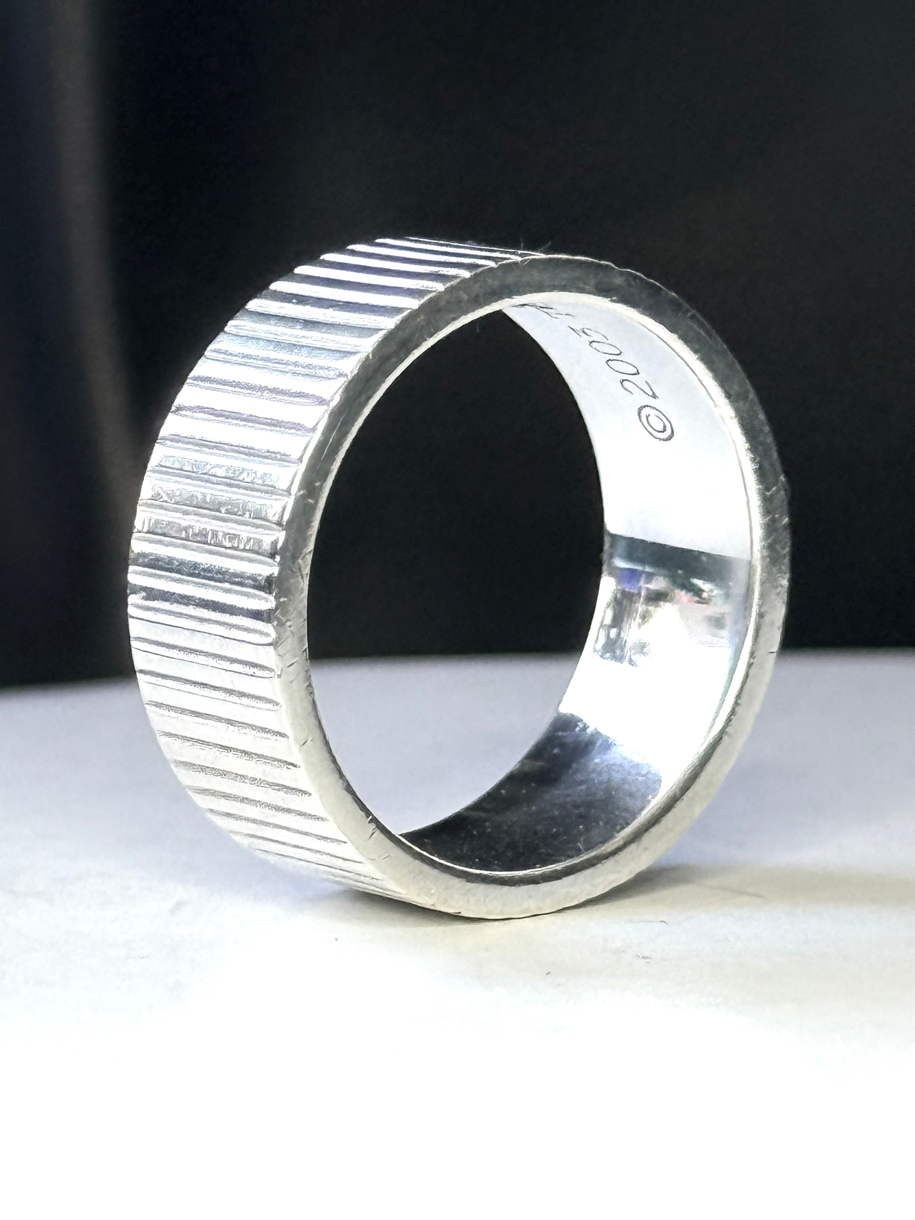 Rare Vintage Unisex Tiffany & Co Coin Edge Silver Ring Size P 1/2