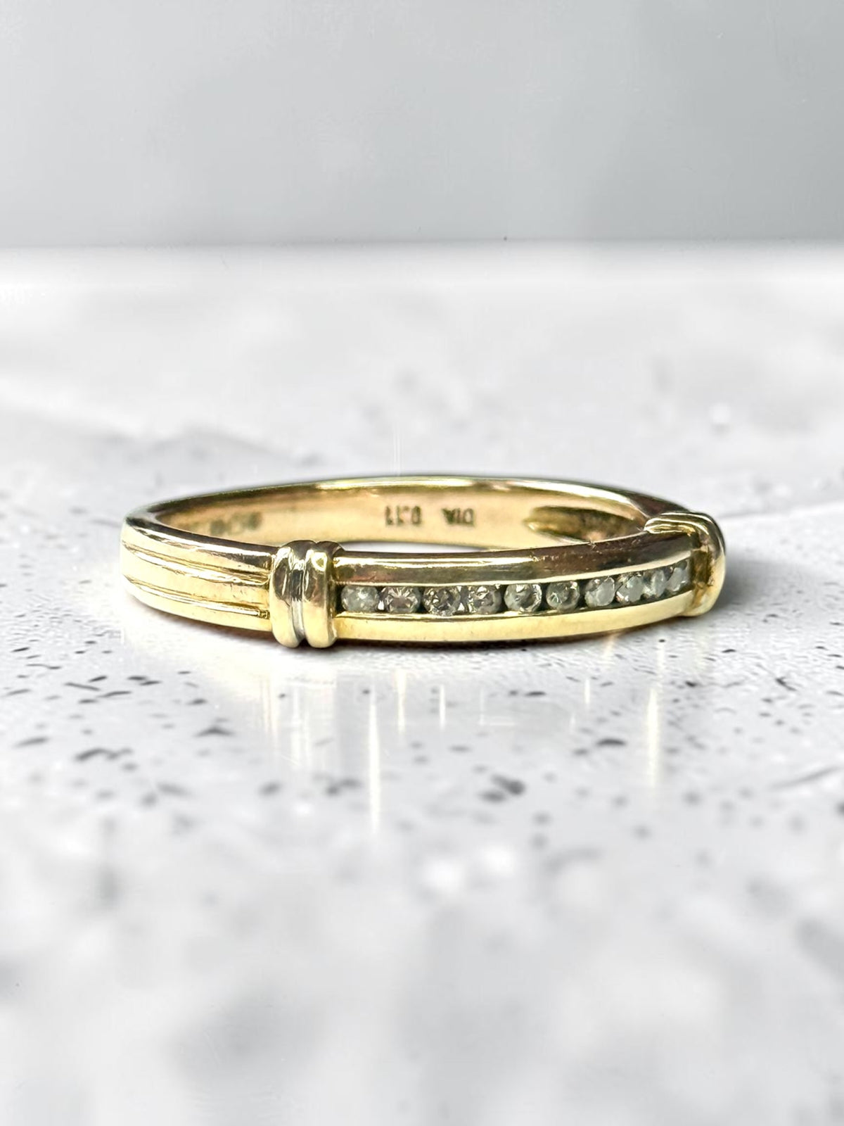 Beautiful Stacking Diamond Yellow Gold 9K Channel Set Ring