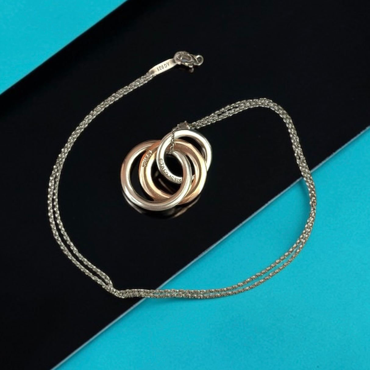 Rare Tiffany & Co Rubedo Three Circle Pendant & Chain