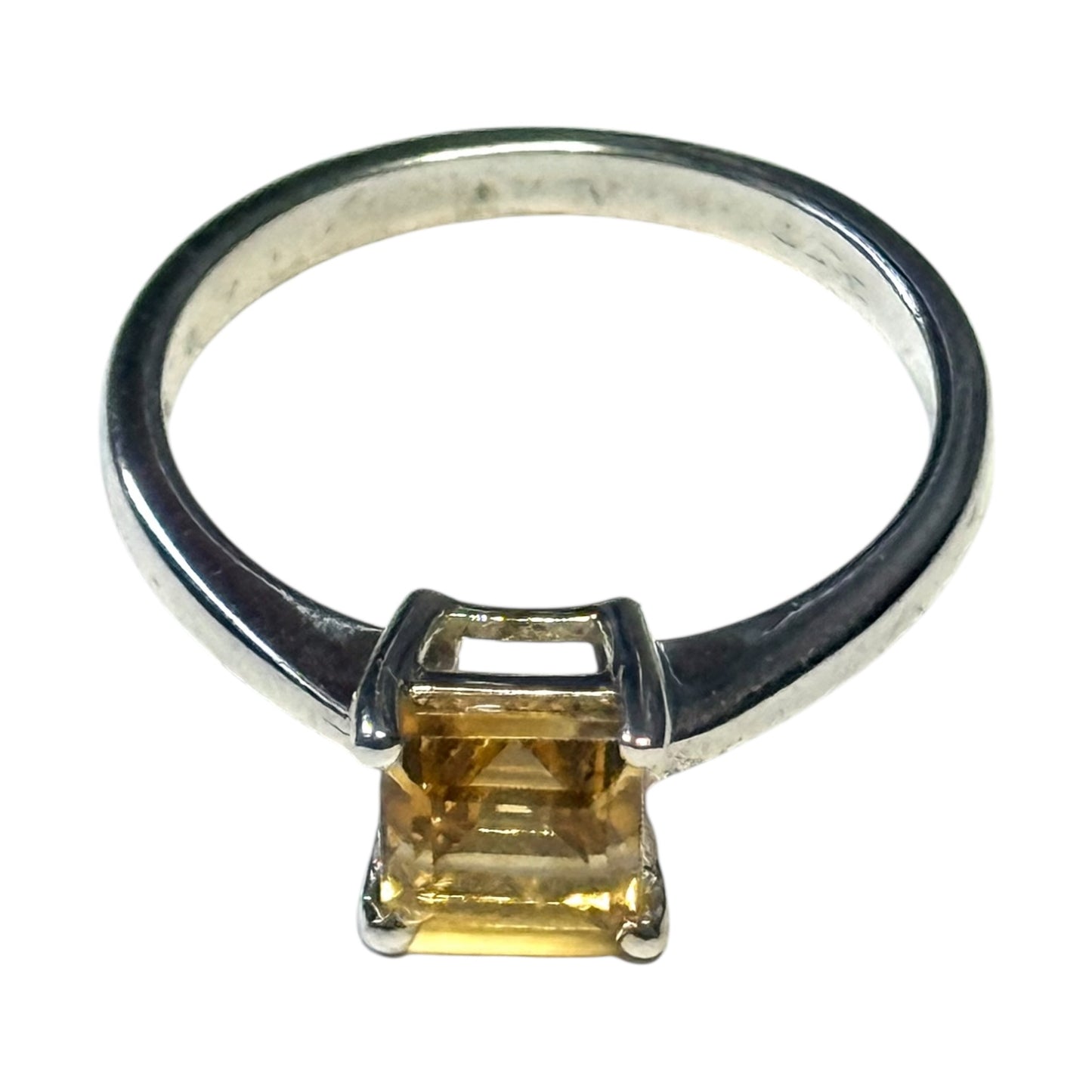 Citrine Ring in Rhodium Overlay Sterling Silver 1.24 Ct CSC