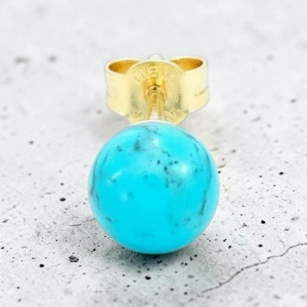 Genuine 5mm Turquoise 9ct Gold Earring Studs 1.6 Carats