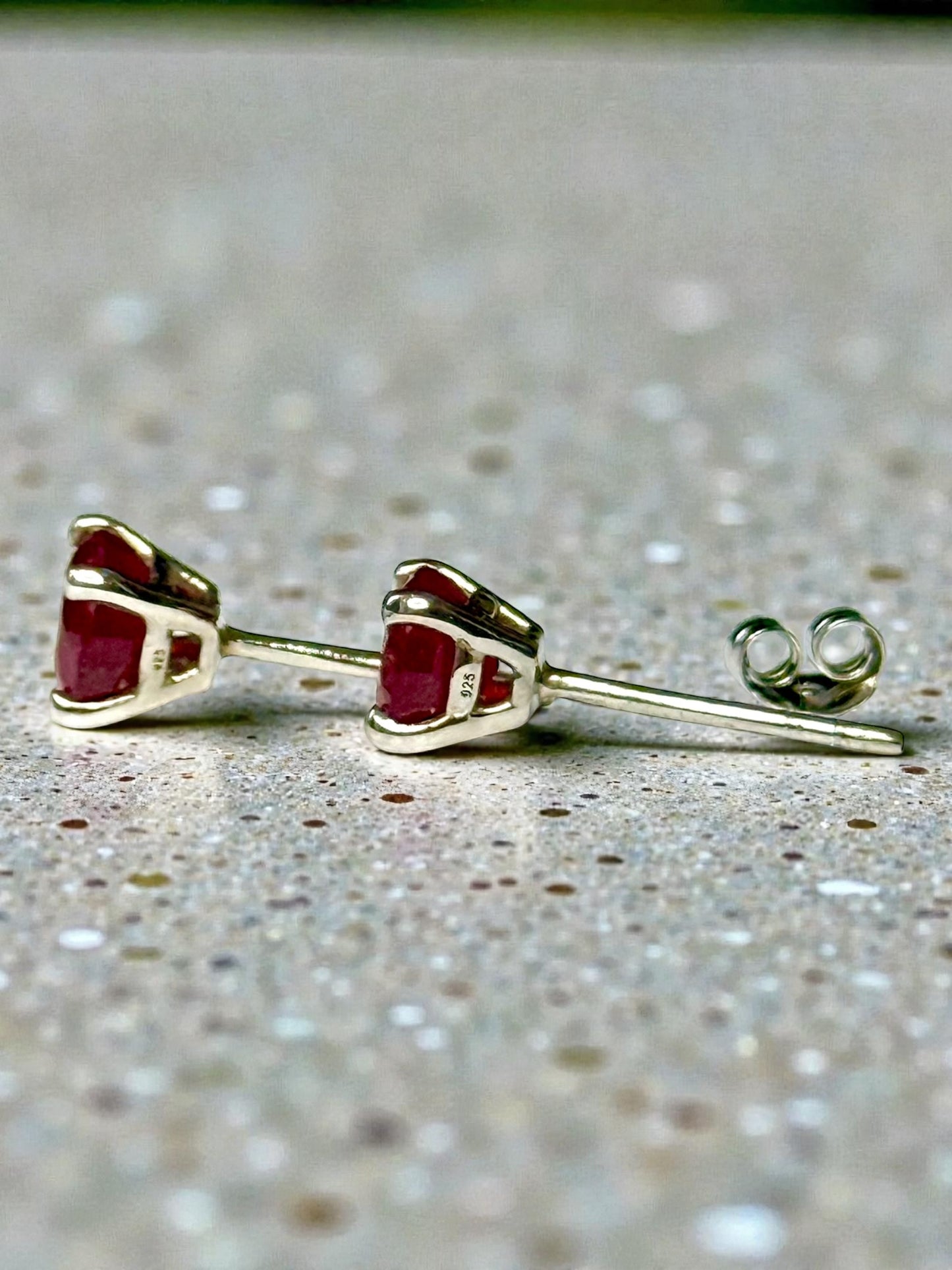 Ruby 1.68ct Stud Earrings In Platinum Overlay 925