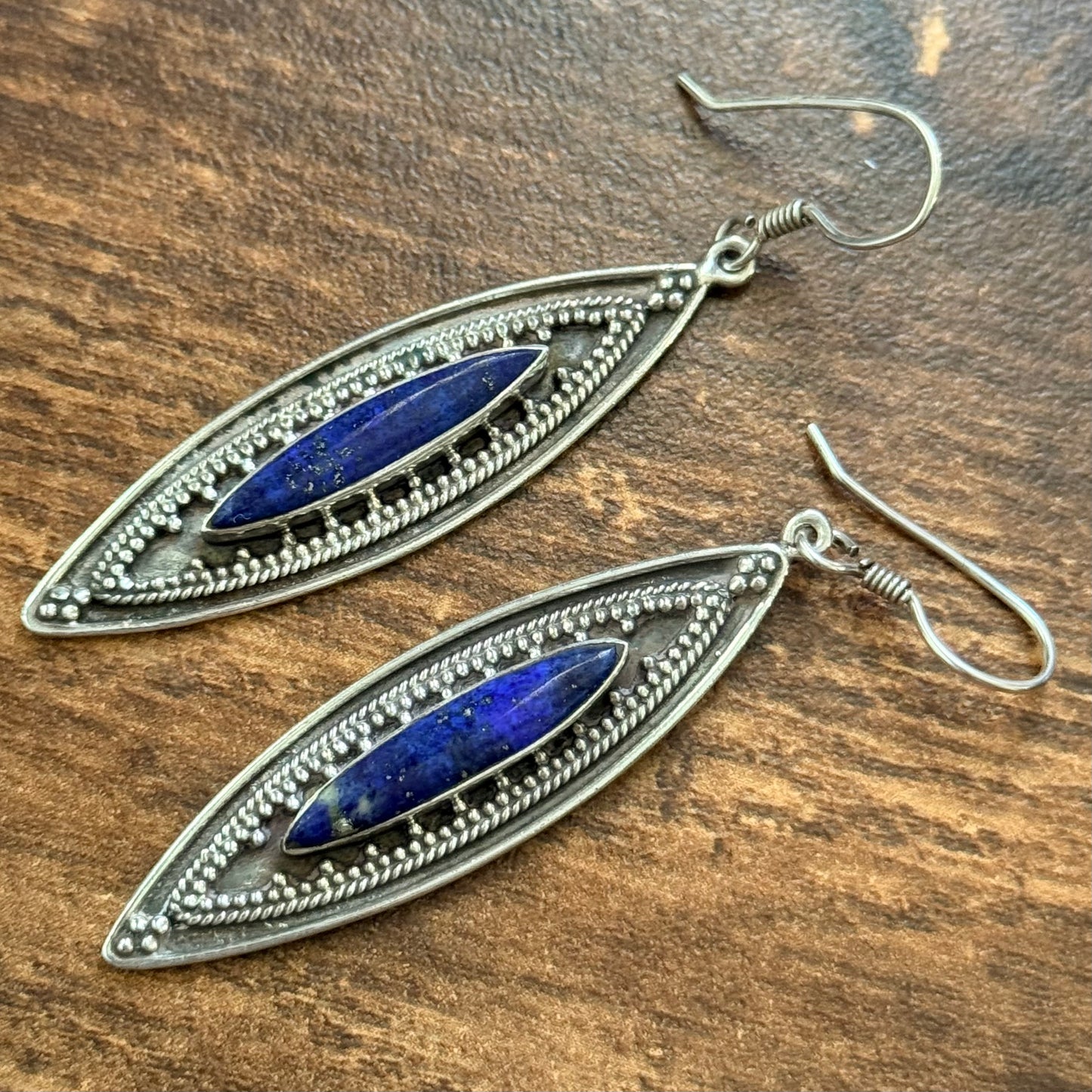 Vintage Lapis Lazuli Silver 925 Earrings