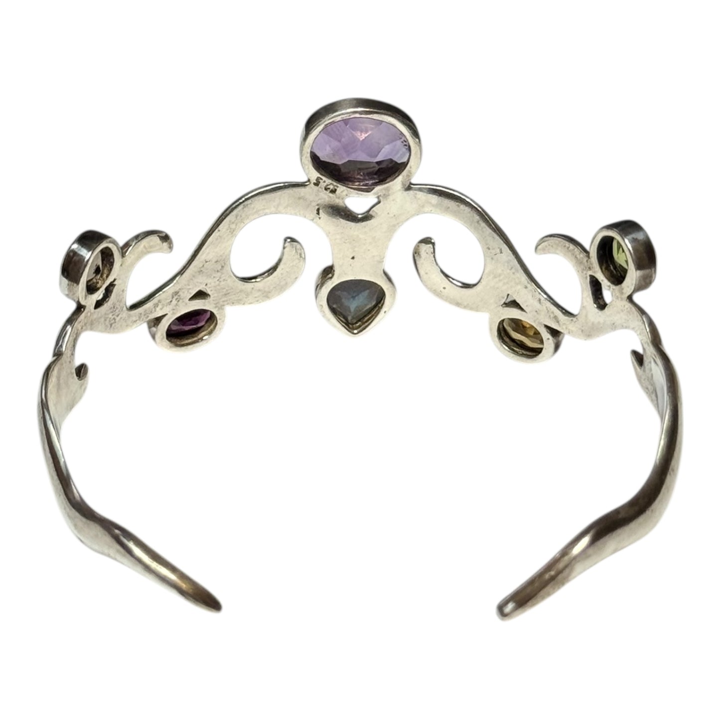 Arts & Craft Vintage Semi Precious Gem Silver Cuff