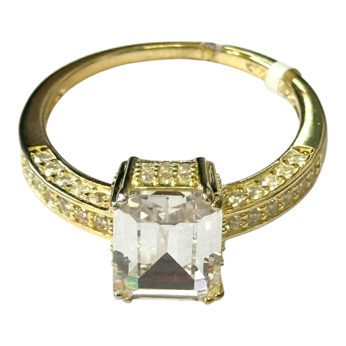 New Rock Crystal GP Silver Ring Size T