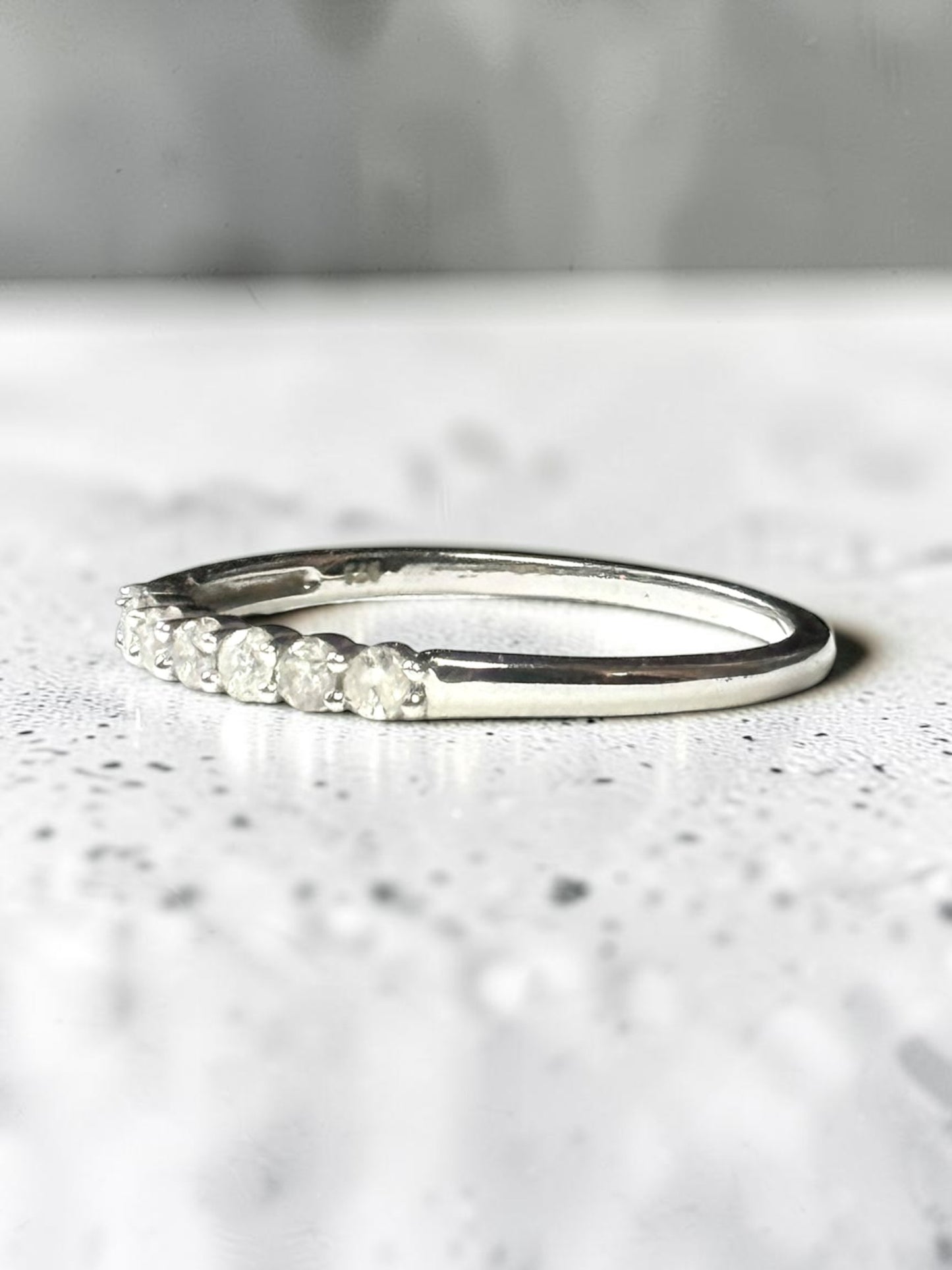 0.21ct Diamond White Gold Stacking Ring Size P 1/2 Hallmarked