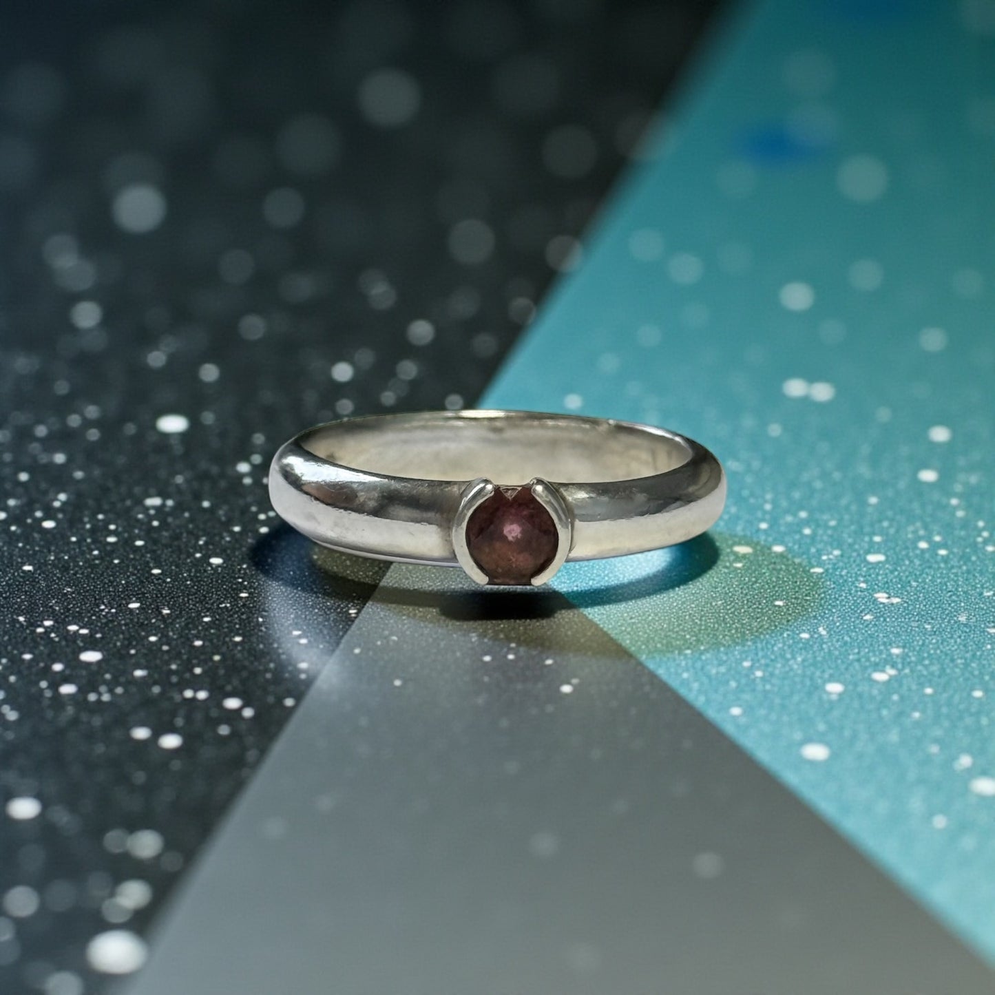 Rare Tiffany & Co Pink Tourmaline Silver Stacking Ring SIze J 1/2