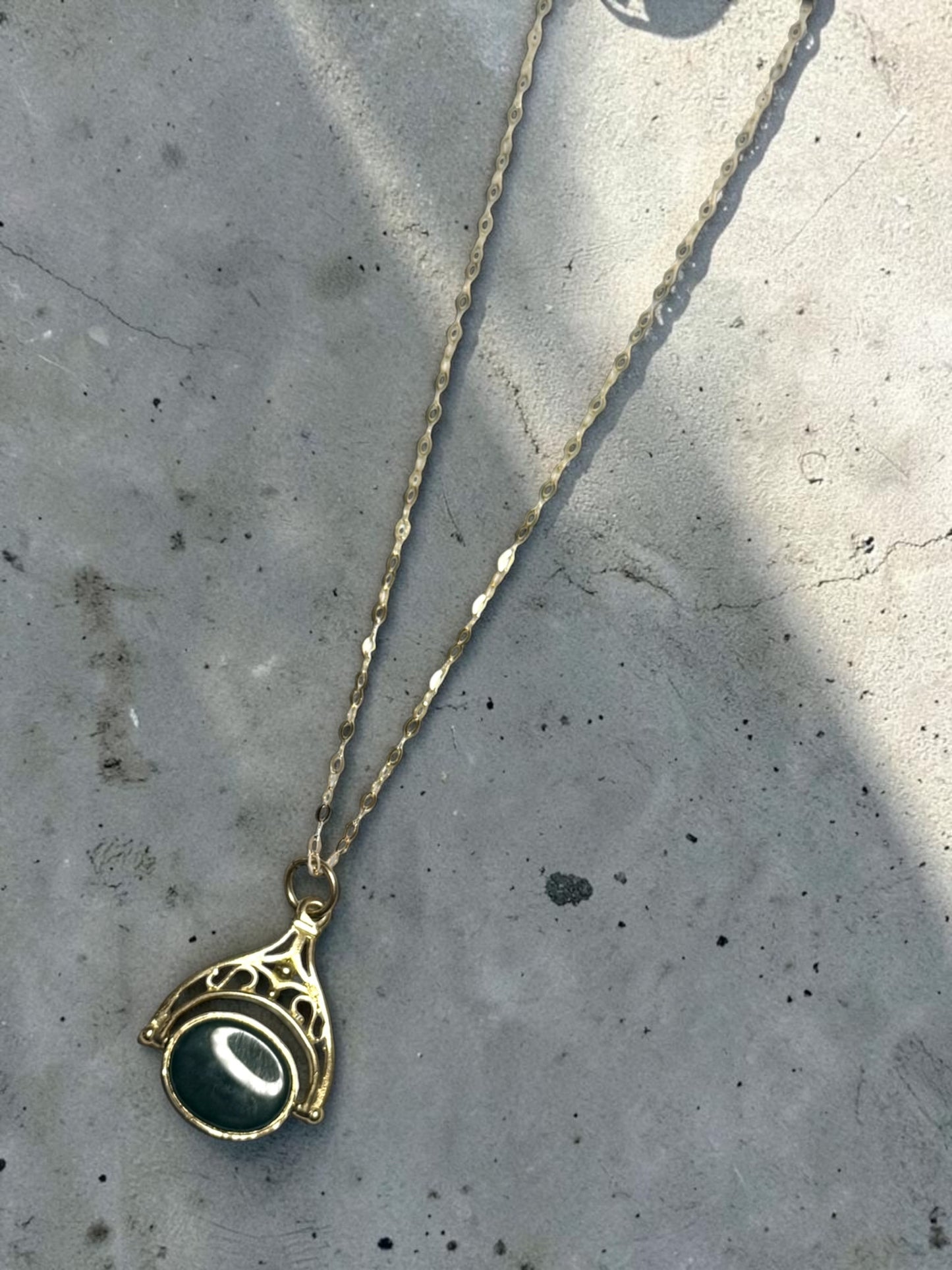 Vintage 9k Bloodstone/Carnelian Swivel Fob & Chain