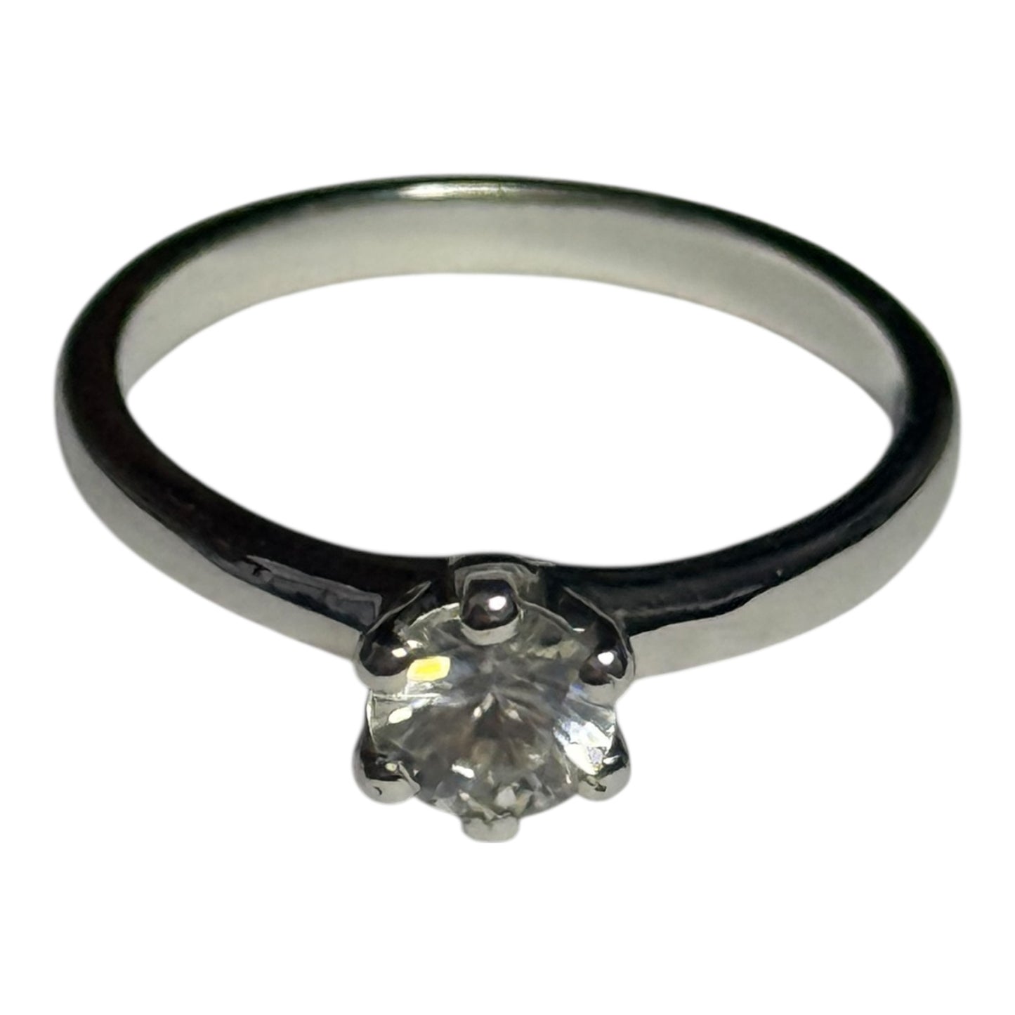 New Stunning White Topaz Solitaire Silver Ring Size P