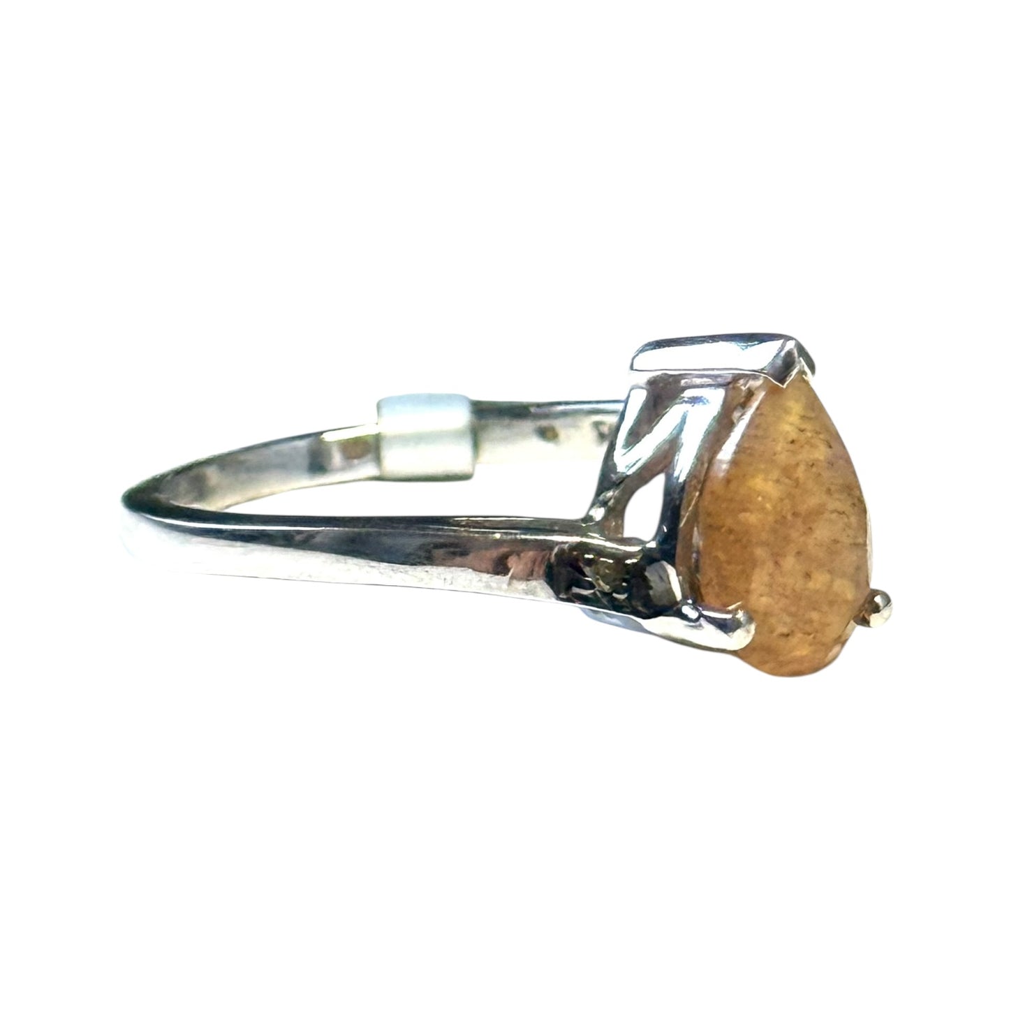 New Sunstone & Yellow Moissanite Silver Ring Size P 1/2 CSC