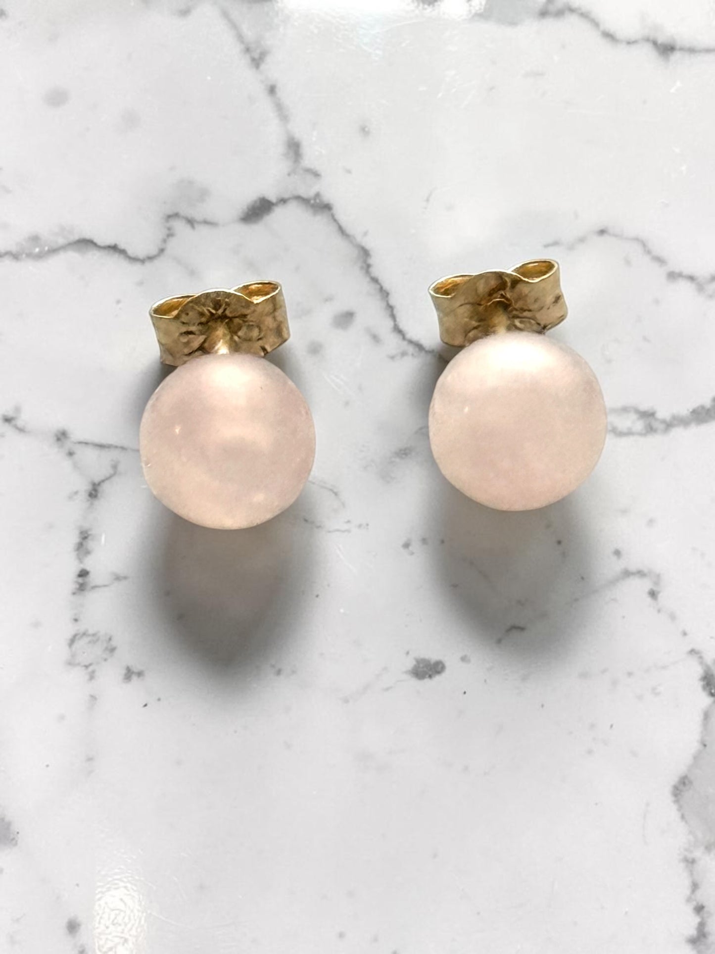 Genuine 5mm Rose Quartz 9ct Gold Earring Studs 1 Carat Approx