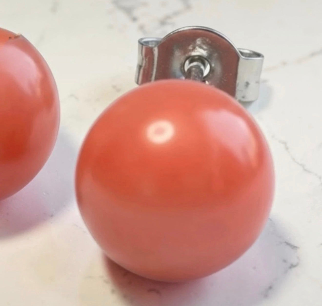 Genuine 5mm Coral 925 Silver Earring Studs 1 Carats