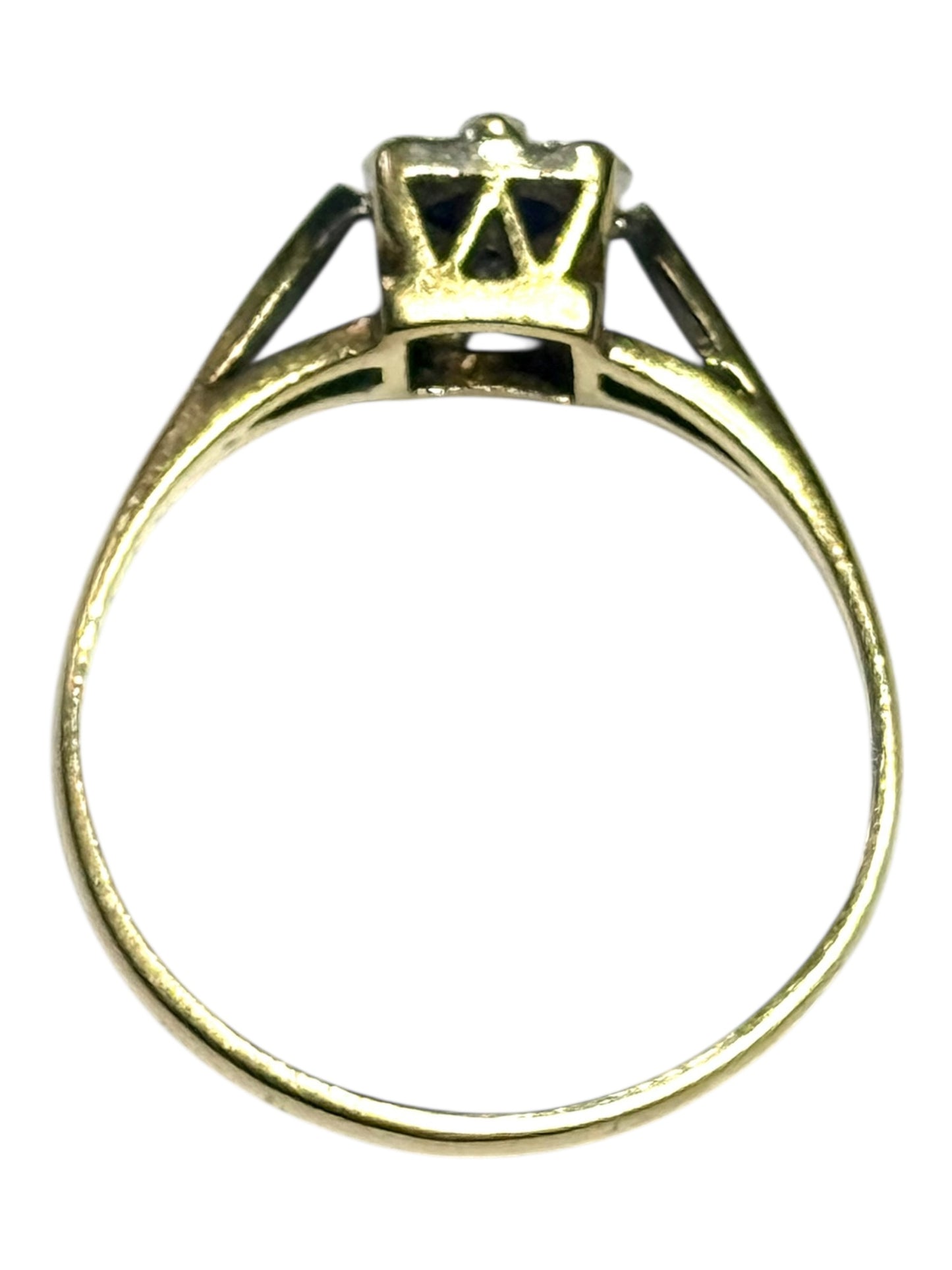 Vintage Blue Sapphire & White Spinel Gold Ring