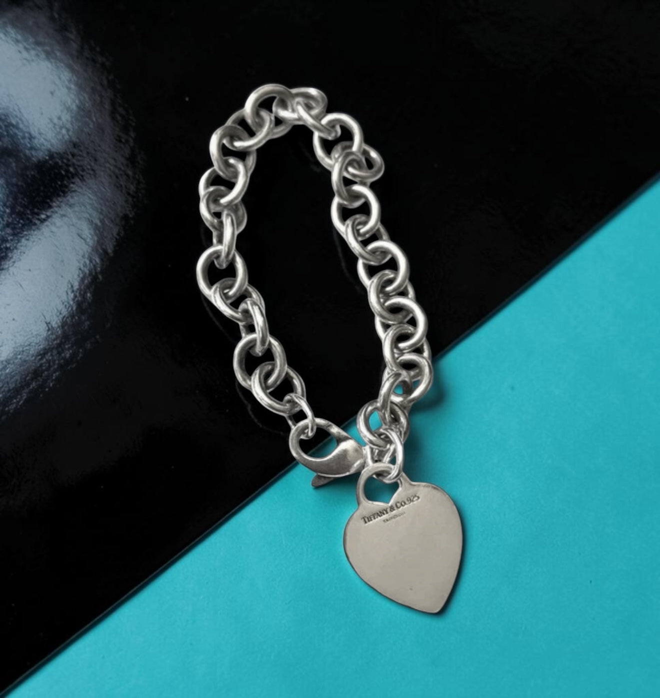 Vintage Tiffany & Co Hallmarked Heart Bracelet 7.5”