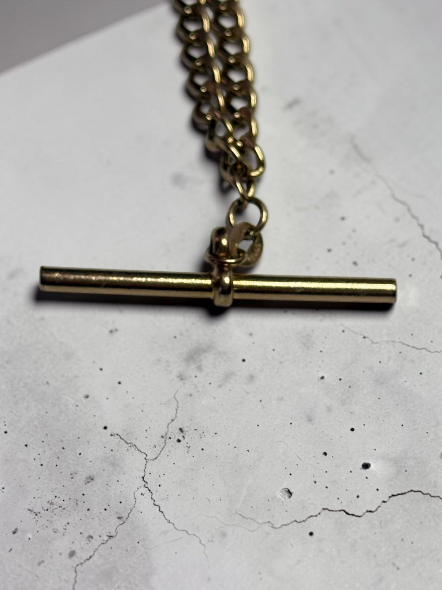 Vintage 9k Albert Chain With T Bar & Dog Clip Hallmarked