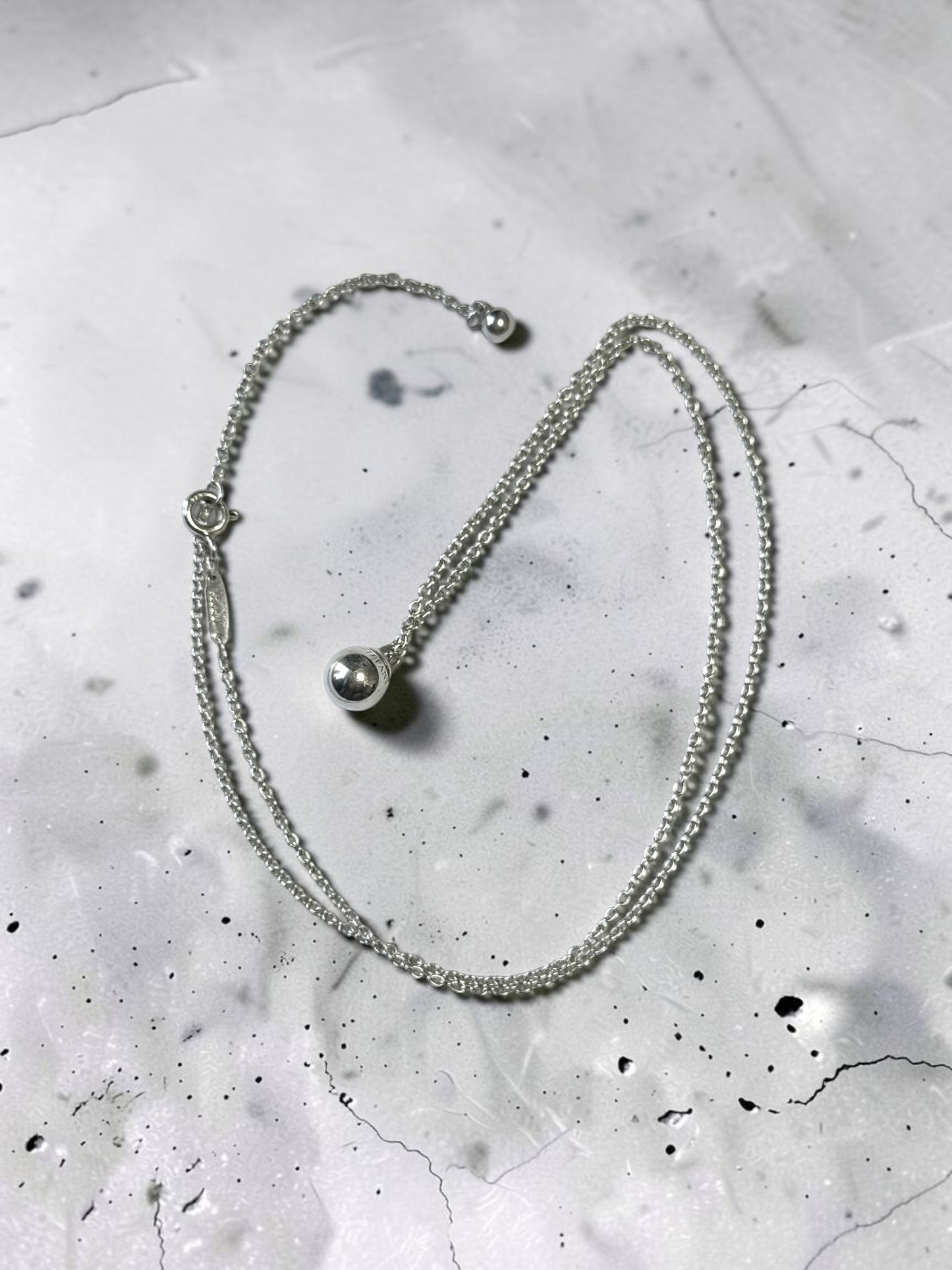 Rare Find Tiffany & Co Hardwear 8mm Ball Pendant Necklace 925 Silver 18 -20"