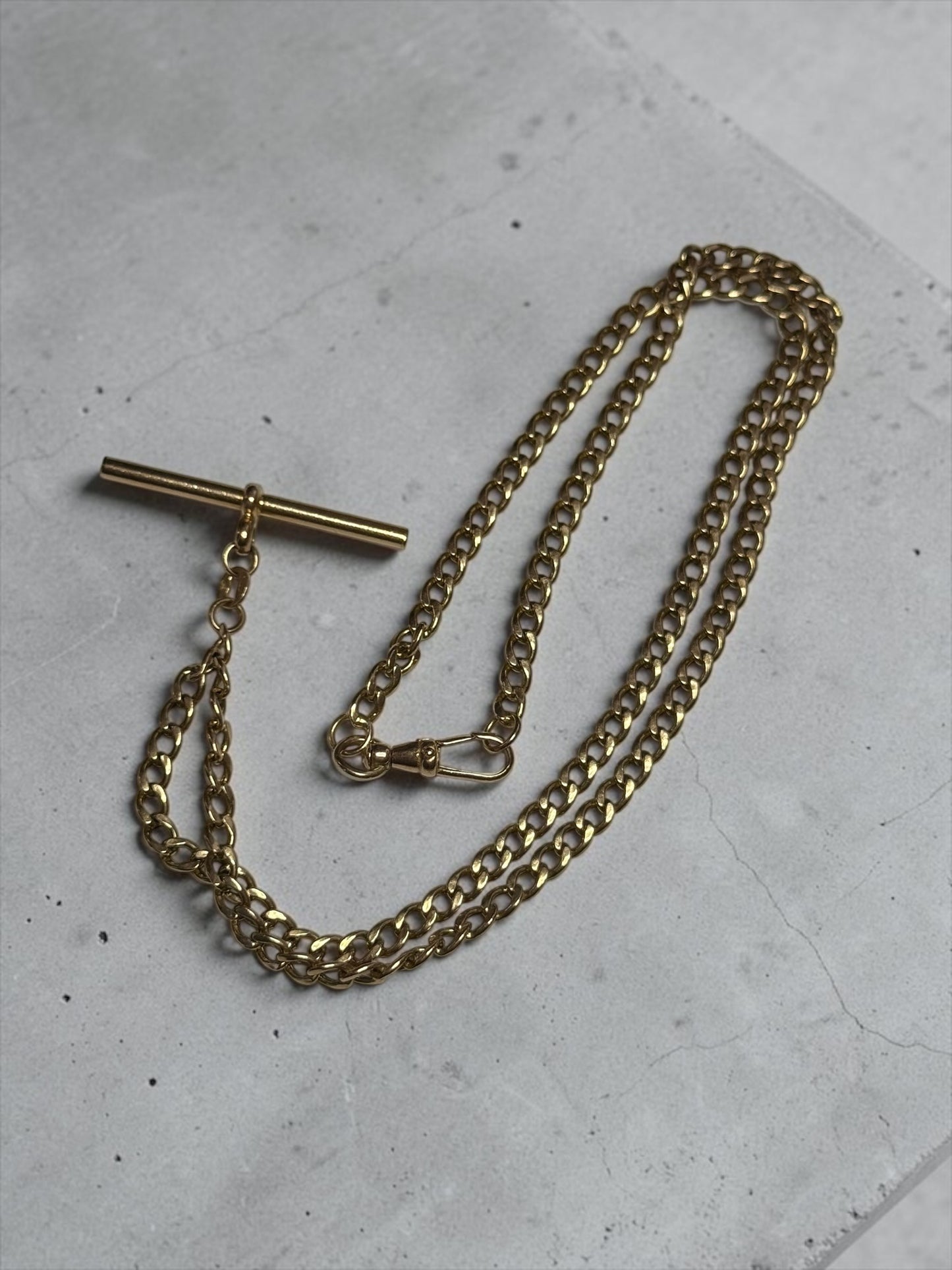 Vintage 9k Albert Chain With T Bar & Dog Clip Hallmarked