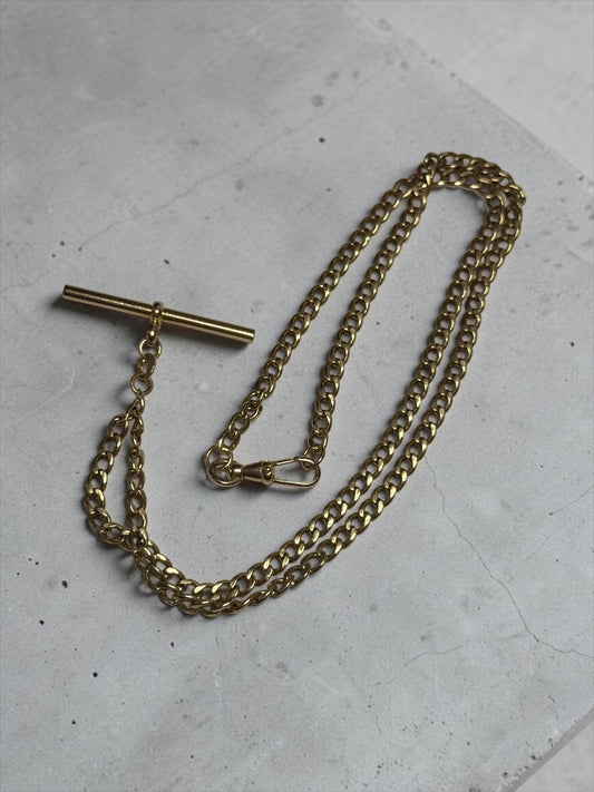 Vintage 9k Albert Chain With T Bar & Dog Clip Hallmarked