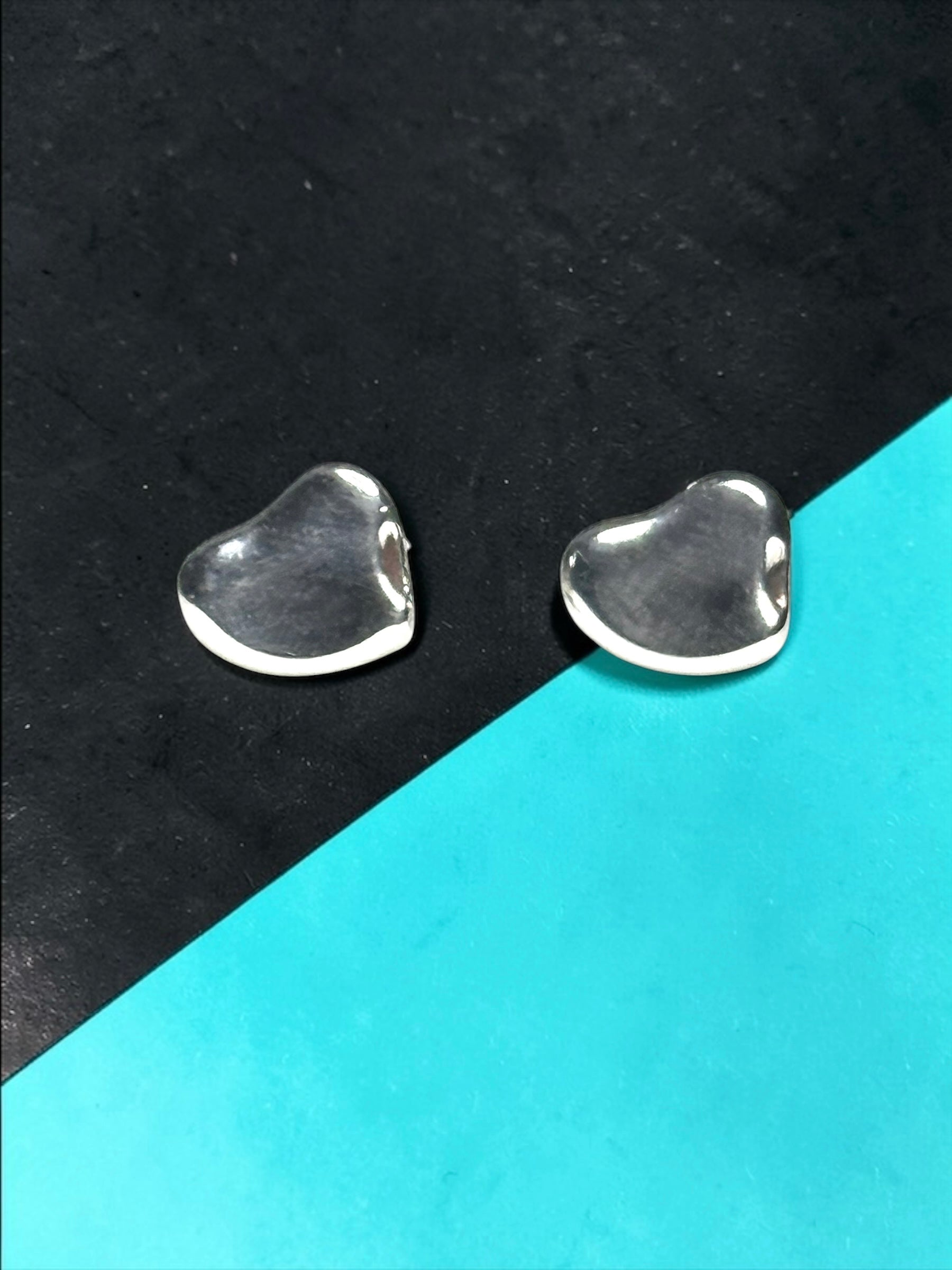 Tiffany & Co Elsa Peretti Full Heart Silver Earrings