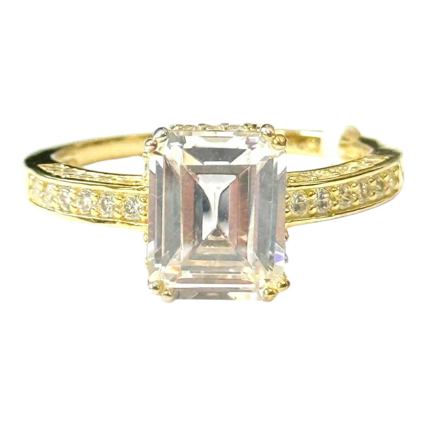 New Rock Crystal GP Silver Ring Size T
