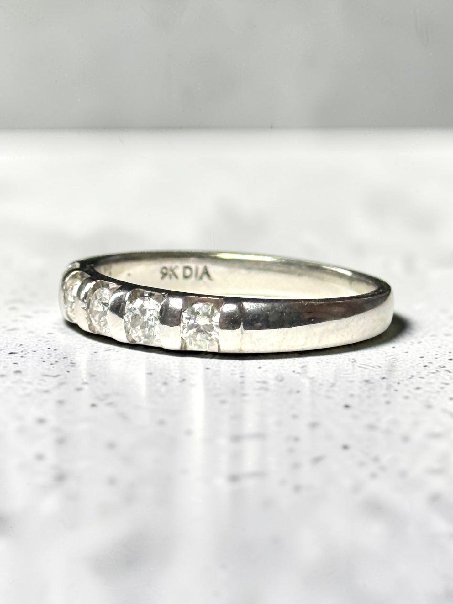 0.33ct Diamond White Gold Channel Set Ring Size M Hallmarked