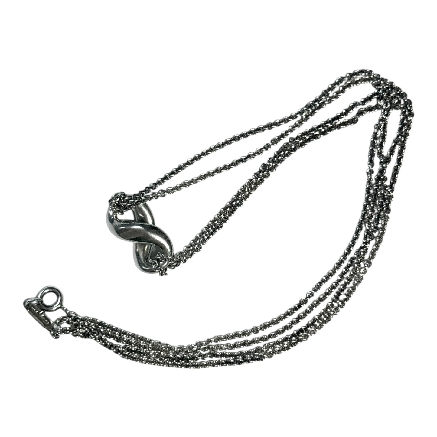 Tiffany & Co. Infinity Double Chain Necklace Pendant & Chain 925 Silver