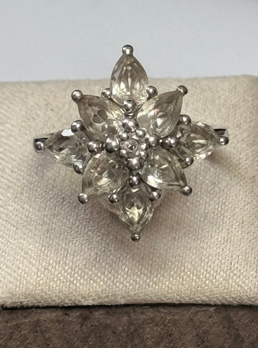 Big Bold Cubic Zirconia Floral Design Ring