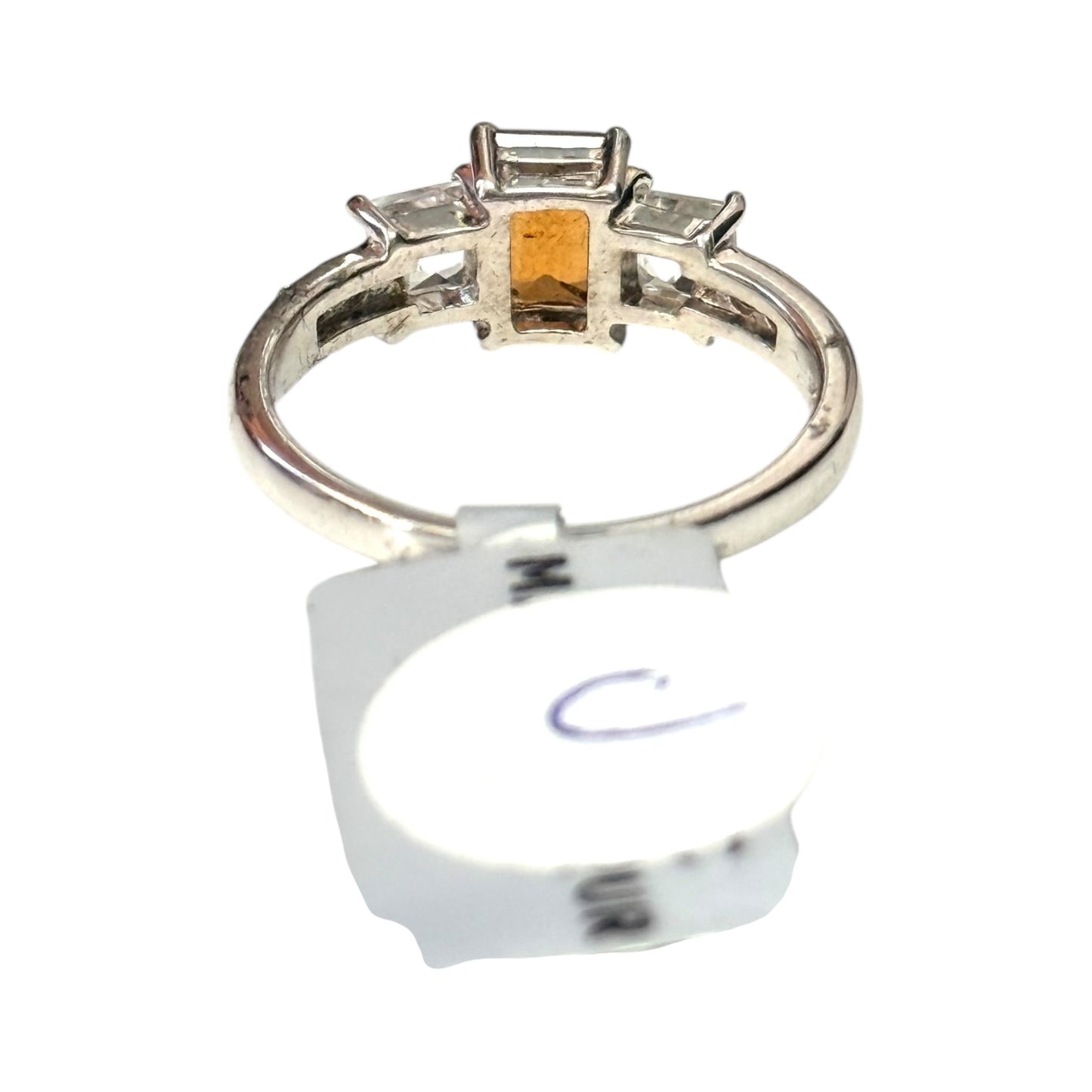 New Citrine & White Topaz Silver Ring Size Q CSC